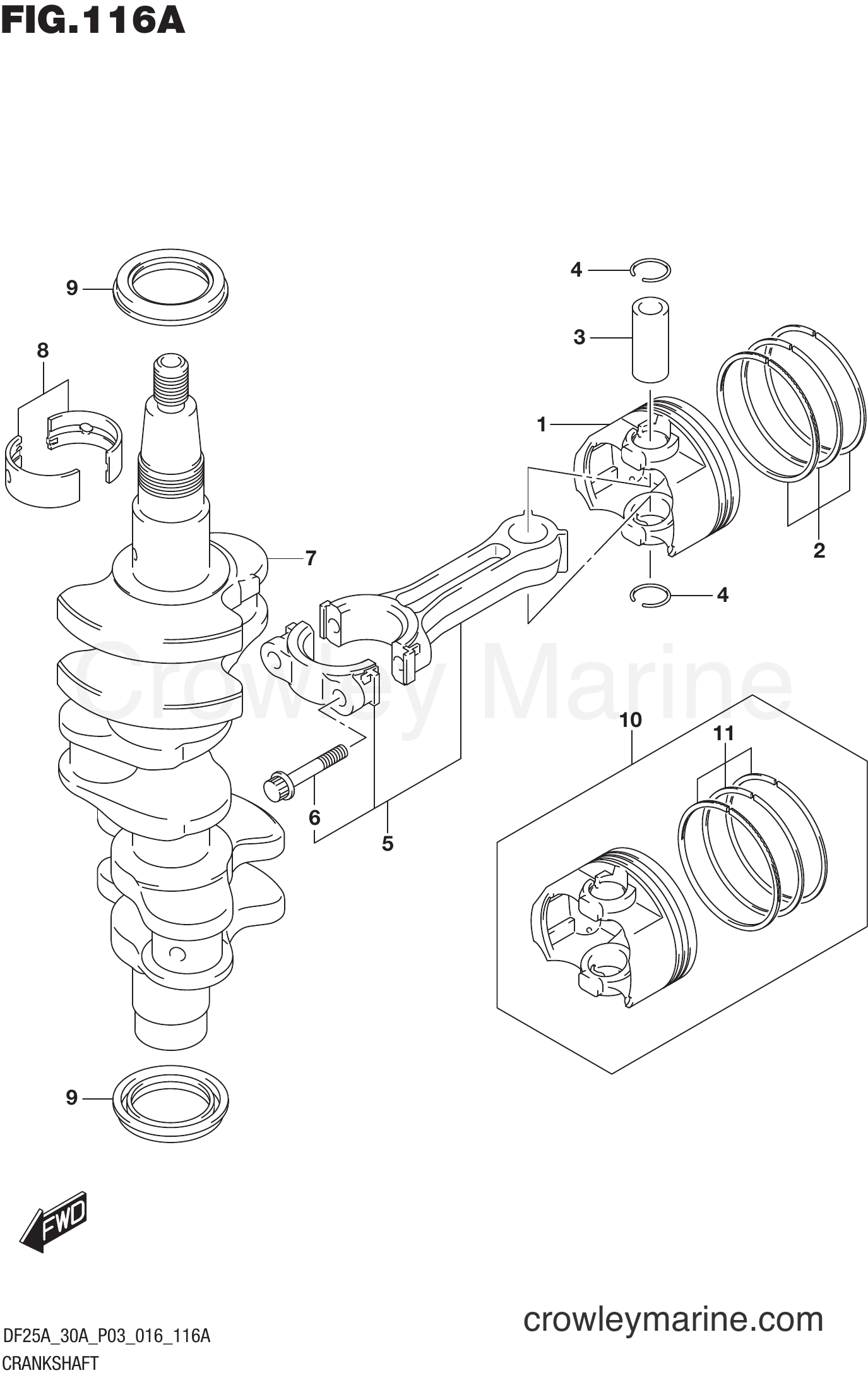 Suzuki Marine DF25A 610001~ - CRANKSHAFT
