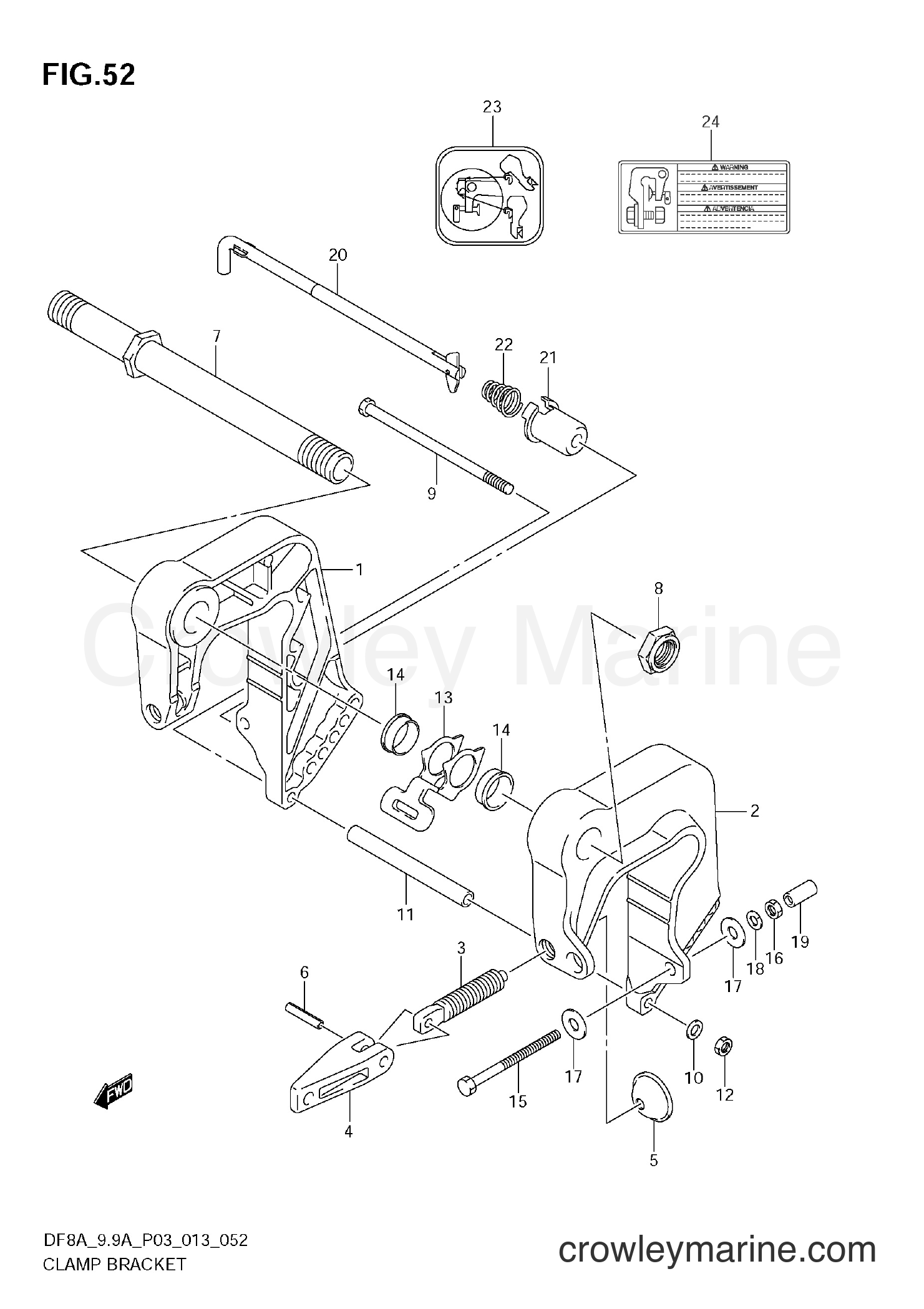 Suzuki Marine DF99A 310001~ - CLAMP BRACKET (DF9,9AR E03)