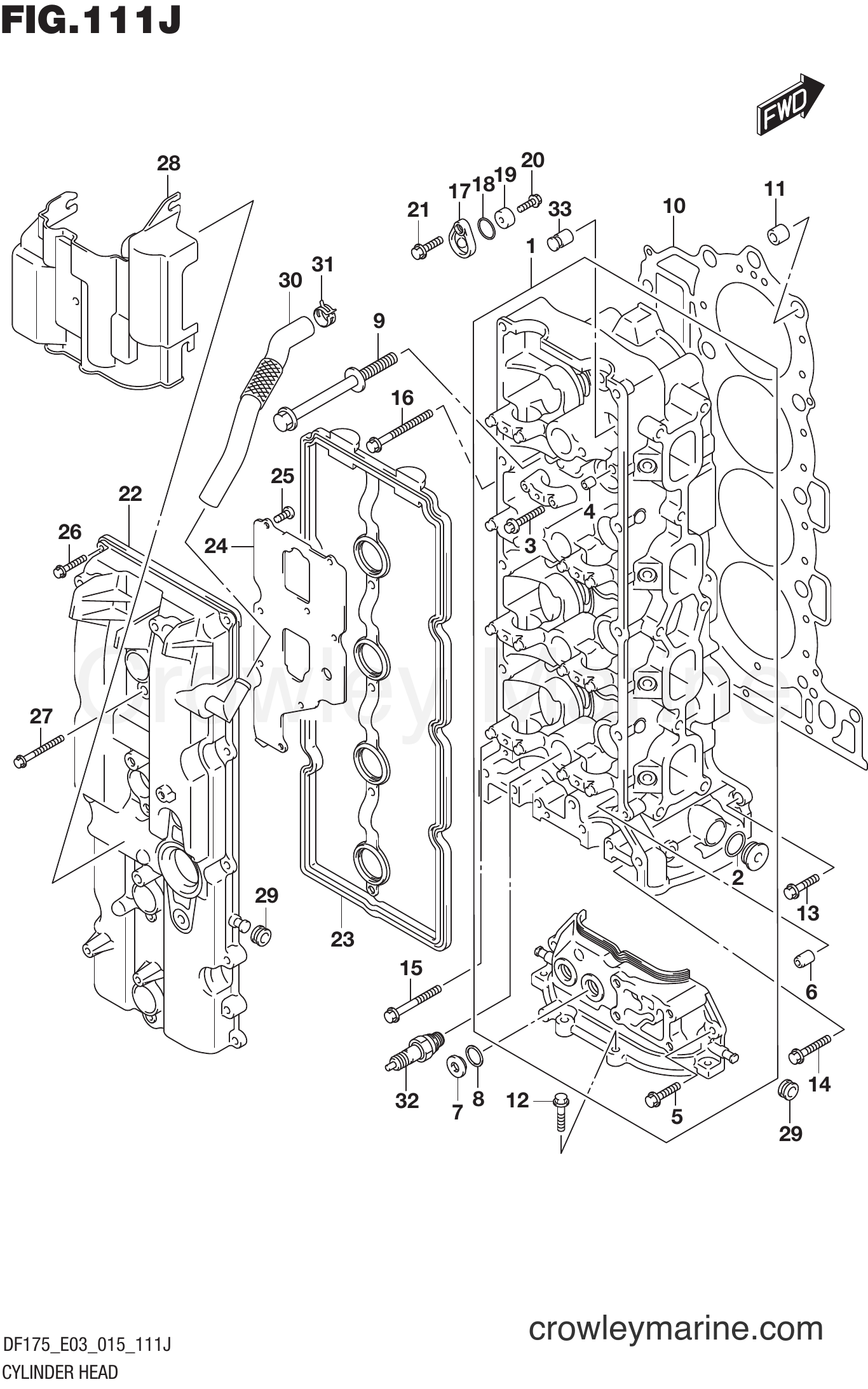 Suzuki Marine DF175 51001~ - CYLINDER HEAD (DF150ST E03)