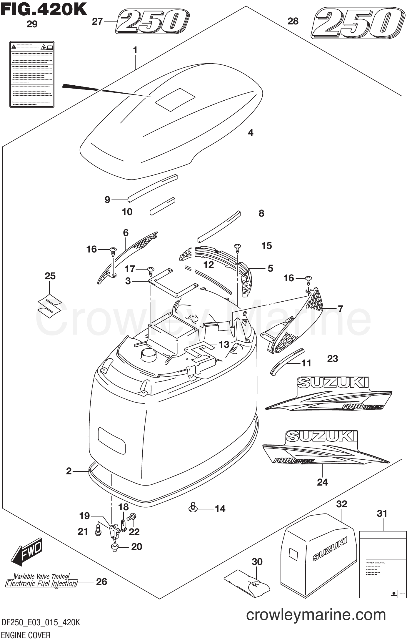 Suzuki Marine DF250T 51001~ - ENGINE COVER (FOR Y5S) (DF250T E03)