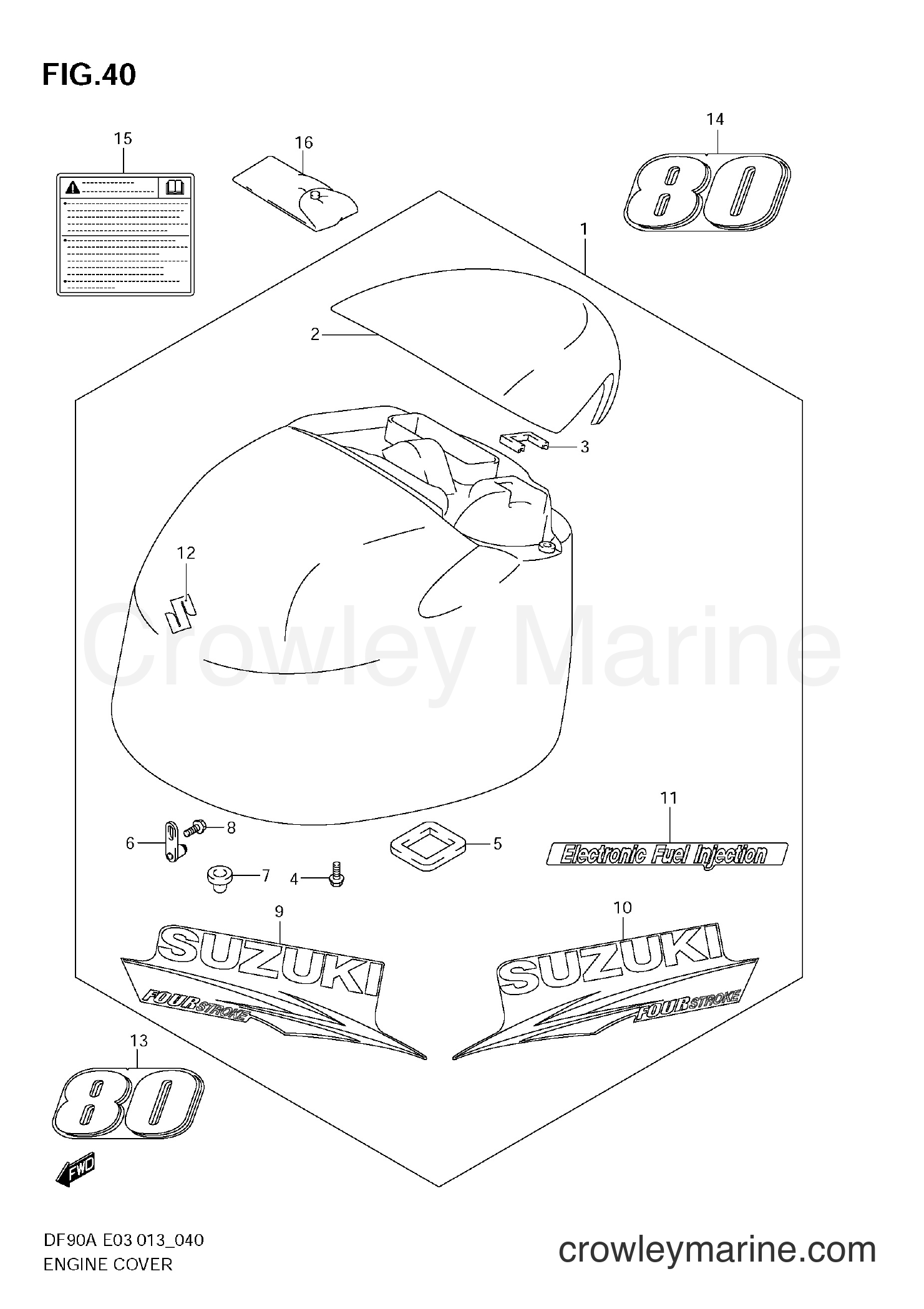Suzuki Marine DF70A 07003F-310001~ - ENGINE COVER (DF80A E3)
