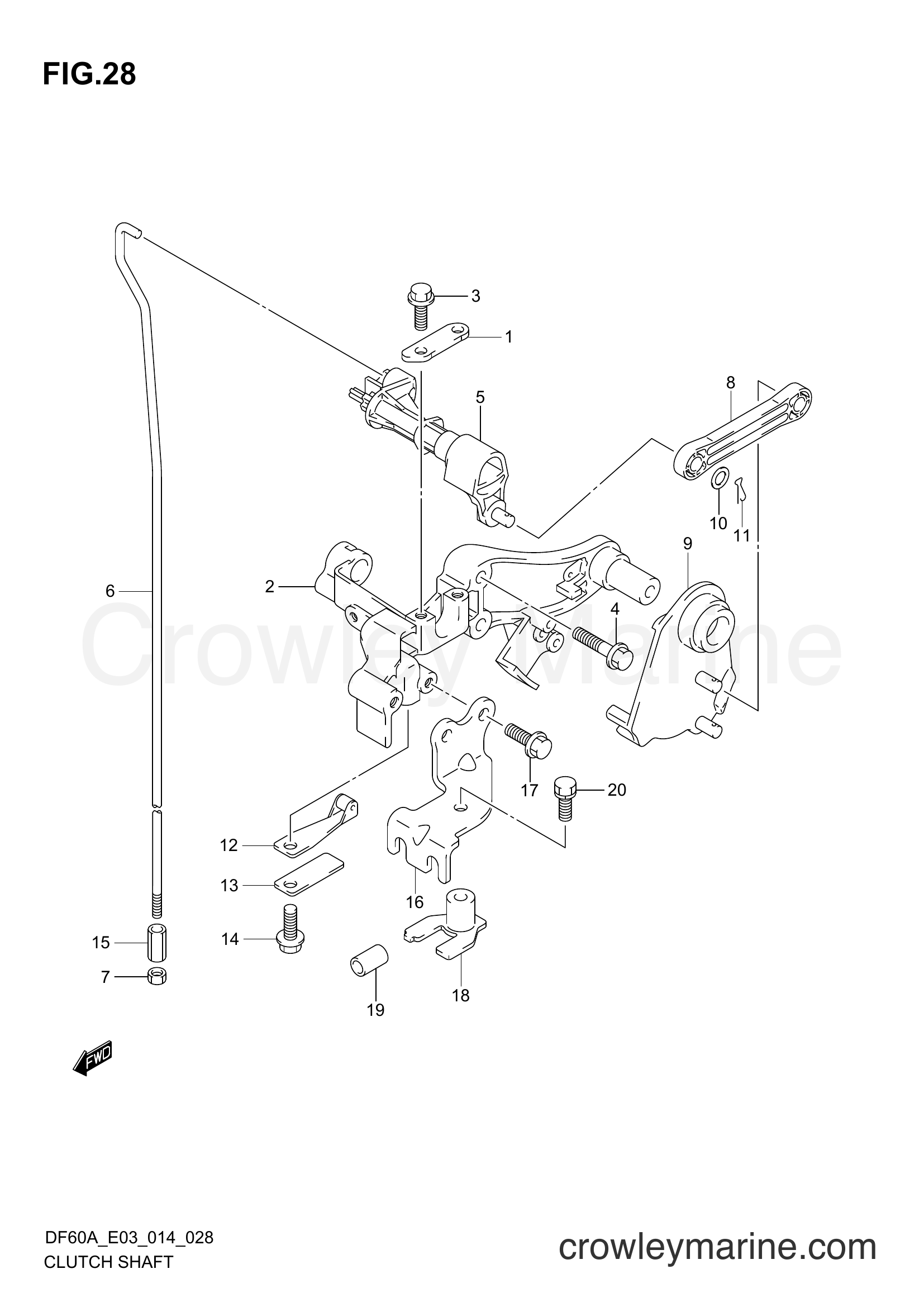Suzuki Marine DF60A 410001~ - CLUTCH SHAFT