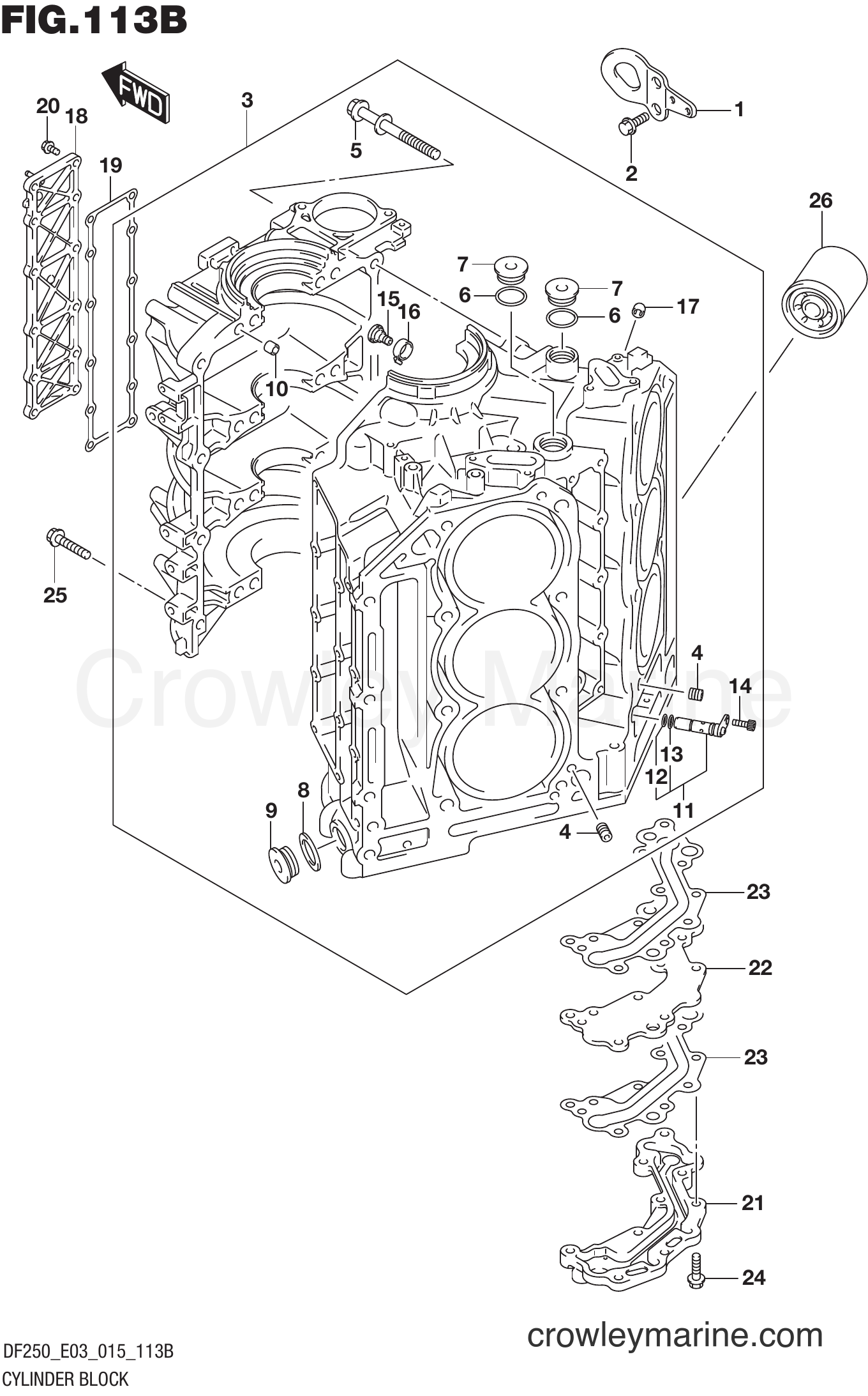 Suzuki Marine DF250Z 51001~ - CYLINDER BLOCK (DF200Z E03)