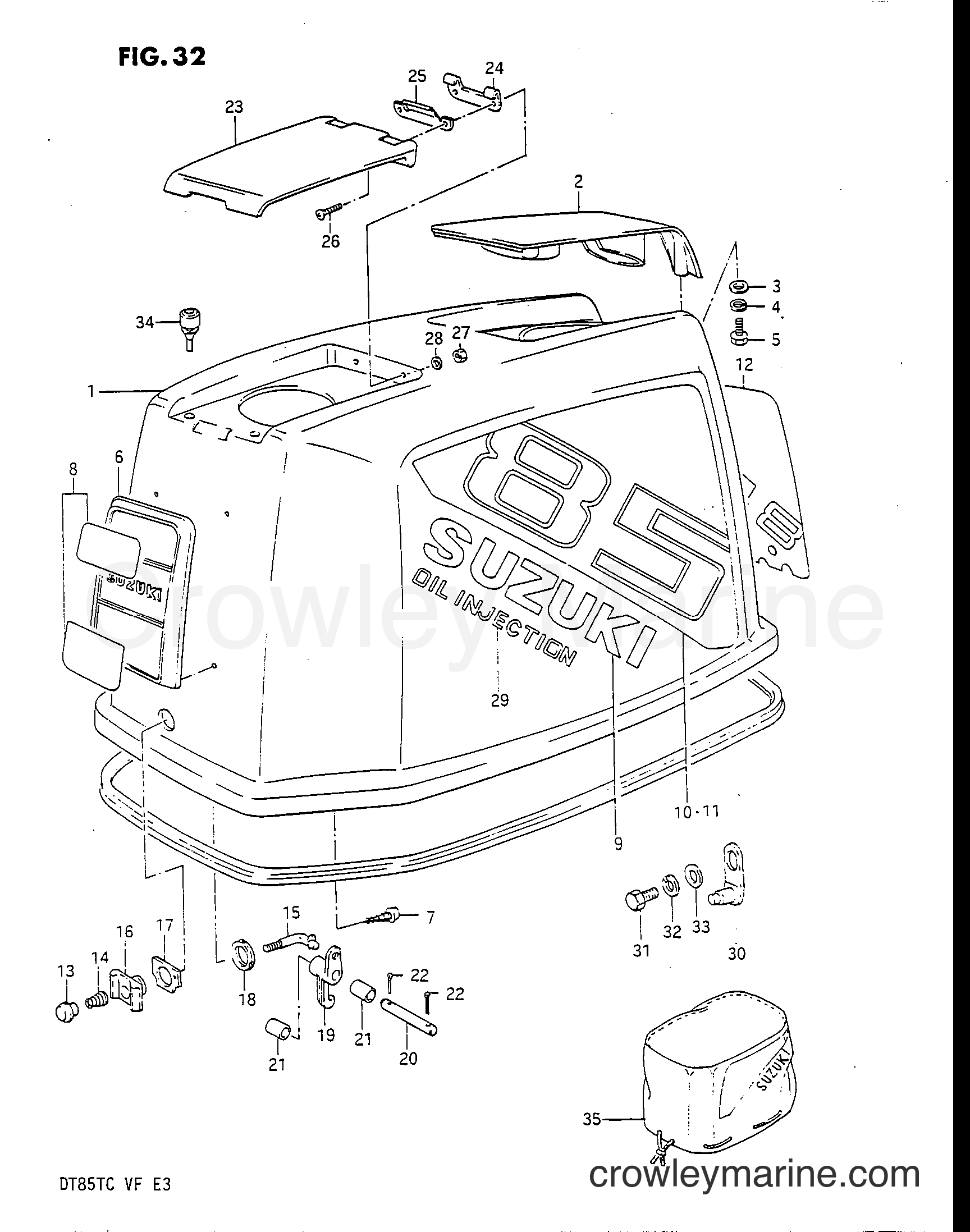 Suzuki Marine DT85 - ENGINE COVER (MODEL VF)