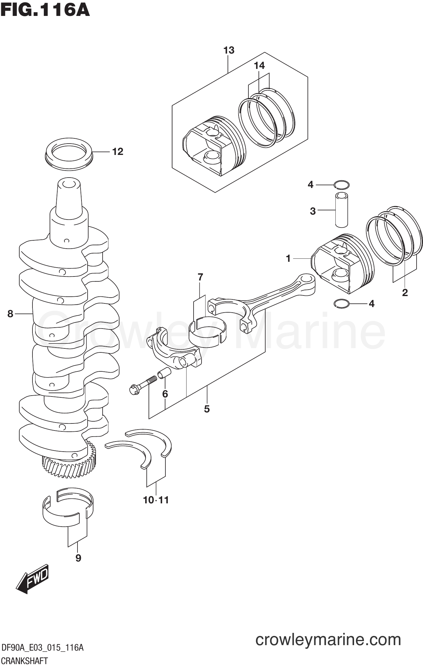 Suzuki Marine DF90AT 510001 - CRANKSHAFT