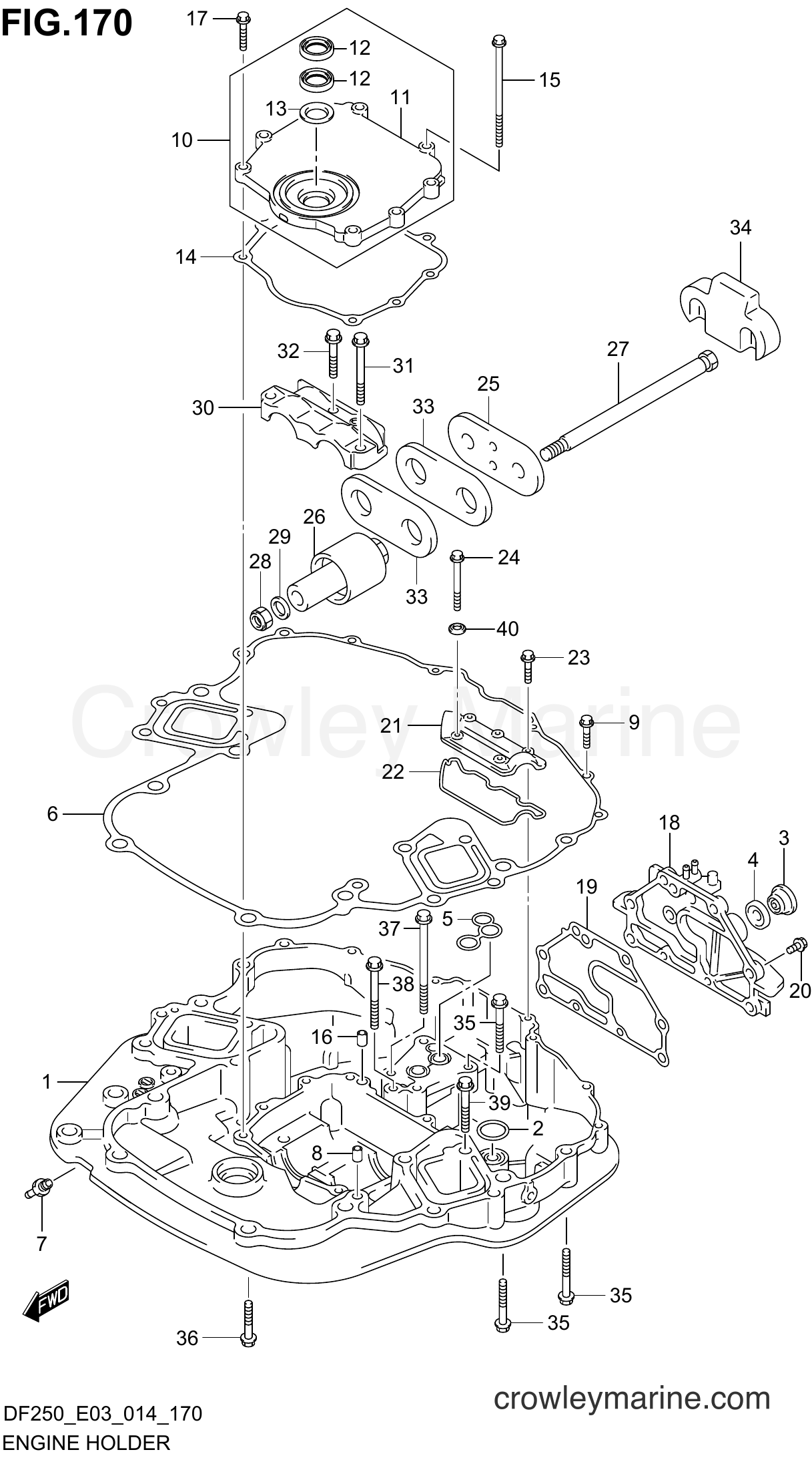 Suzuki Marine DF250 410001~ - ENGINE HOLDER (DF225Z E03)