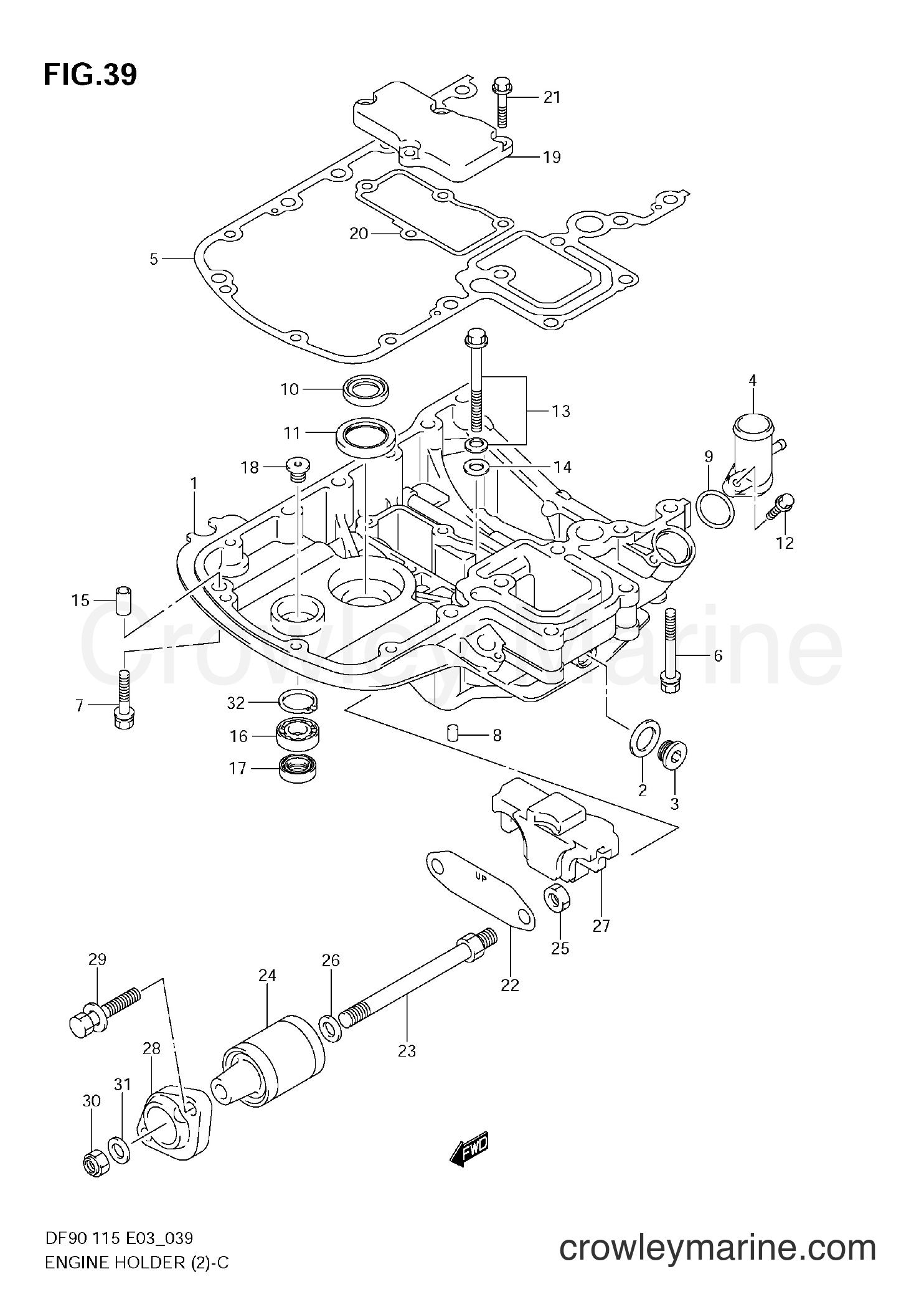 2002 Four-Stroke Outboard 115 - DF115 - ENGINE HOLDER (DF90T:680686~,DF115T:681518~,DF115Z,DF100T)