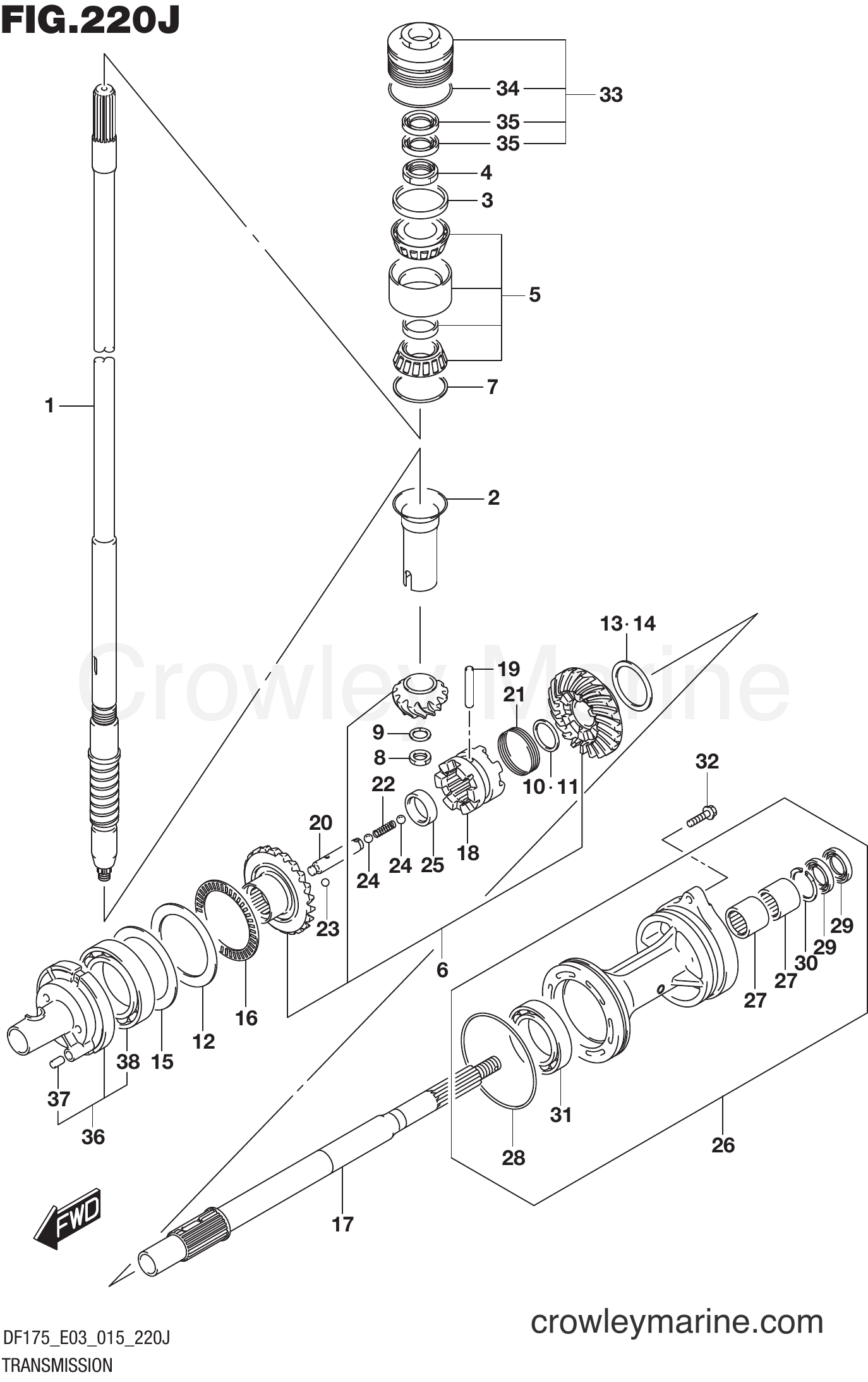 Suzuki Marine DF175 51001~ - TRANSMISSION (DF150ST E03)