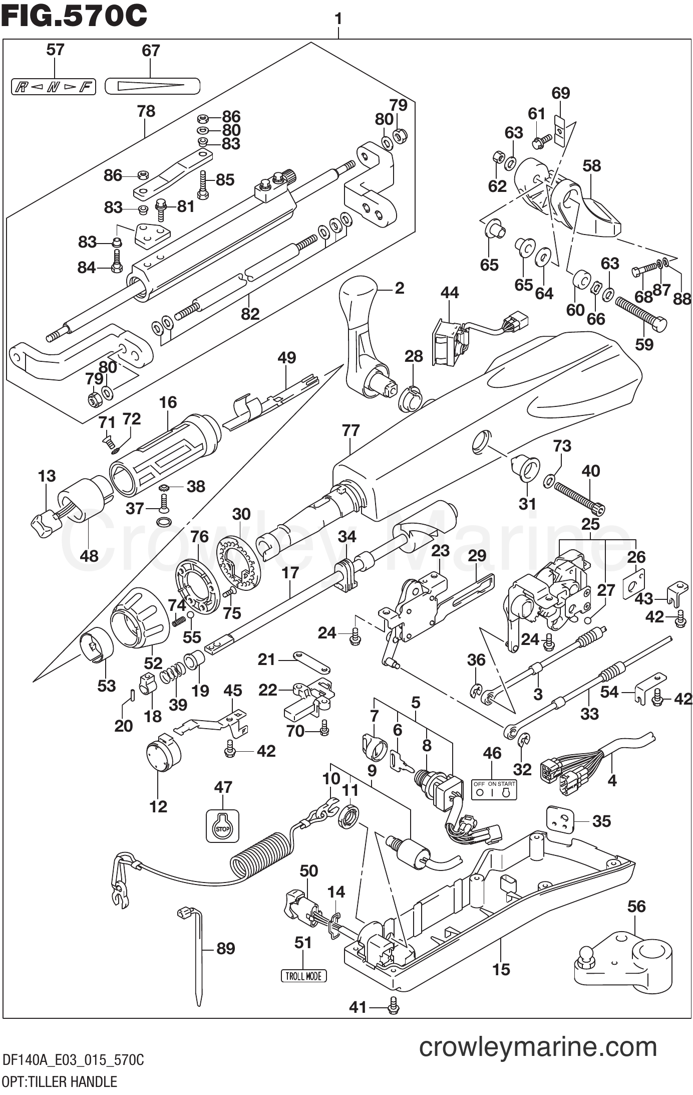 Suzuki Marine DF140A 510001~ - OPT:TILLER HANDLE (DF115AZ E03)