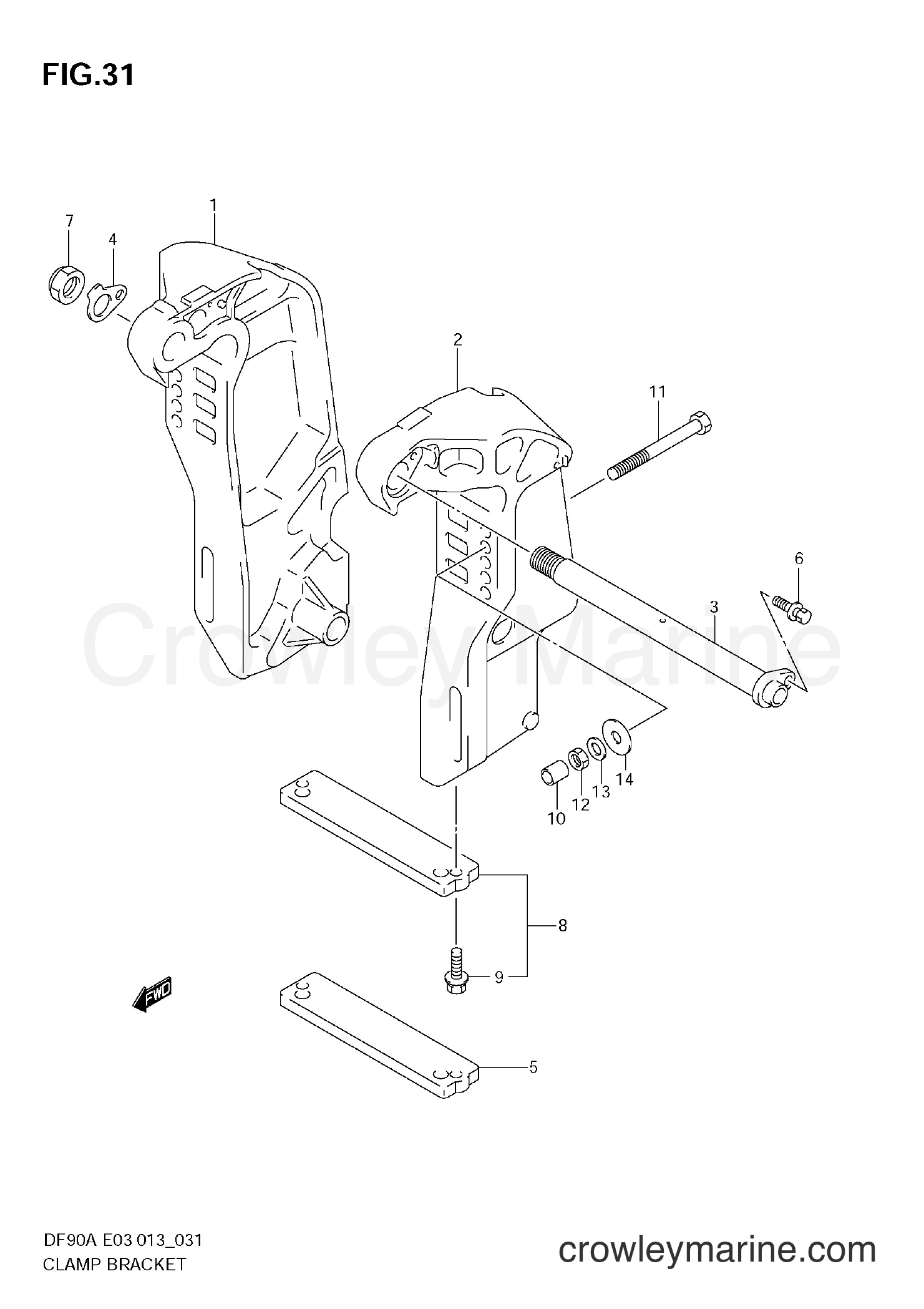 Suzuki Marine DF90A 09003F-310001~ - CLAMP BRACKET