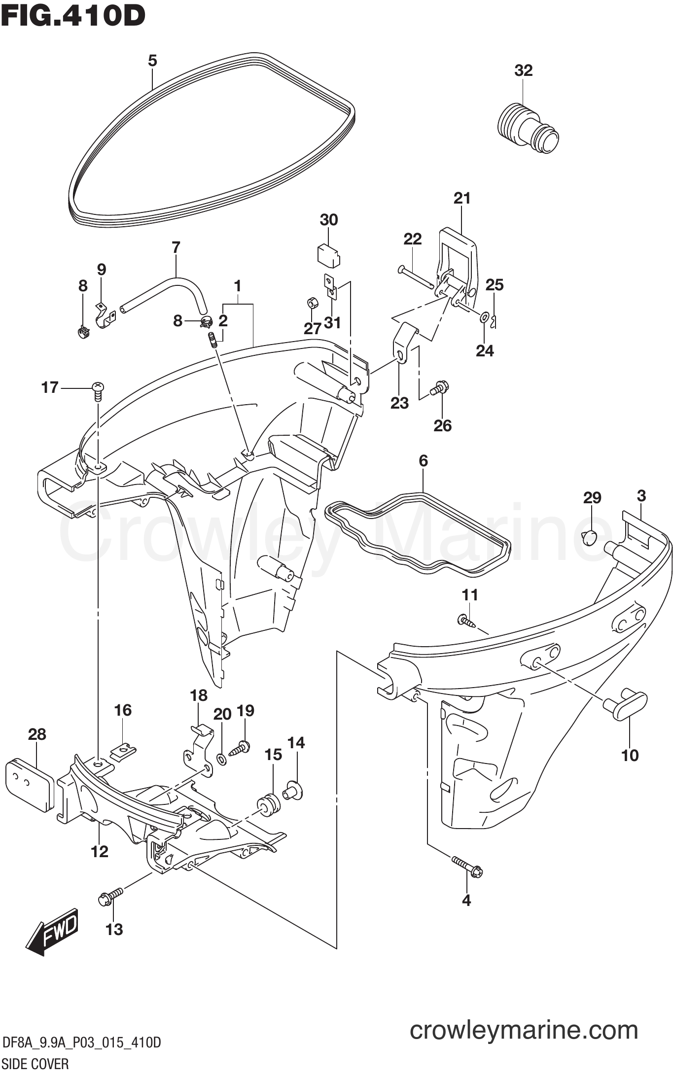 Suzuki Marine DF9.9A 510001~ - SIDE COVER (DF9.9AR P03)