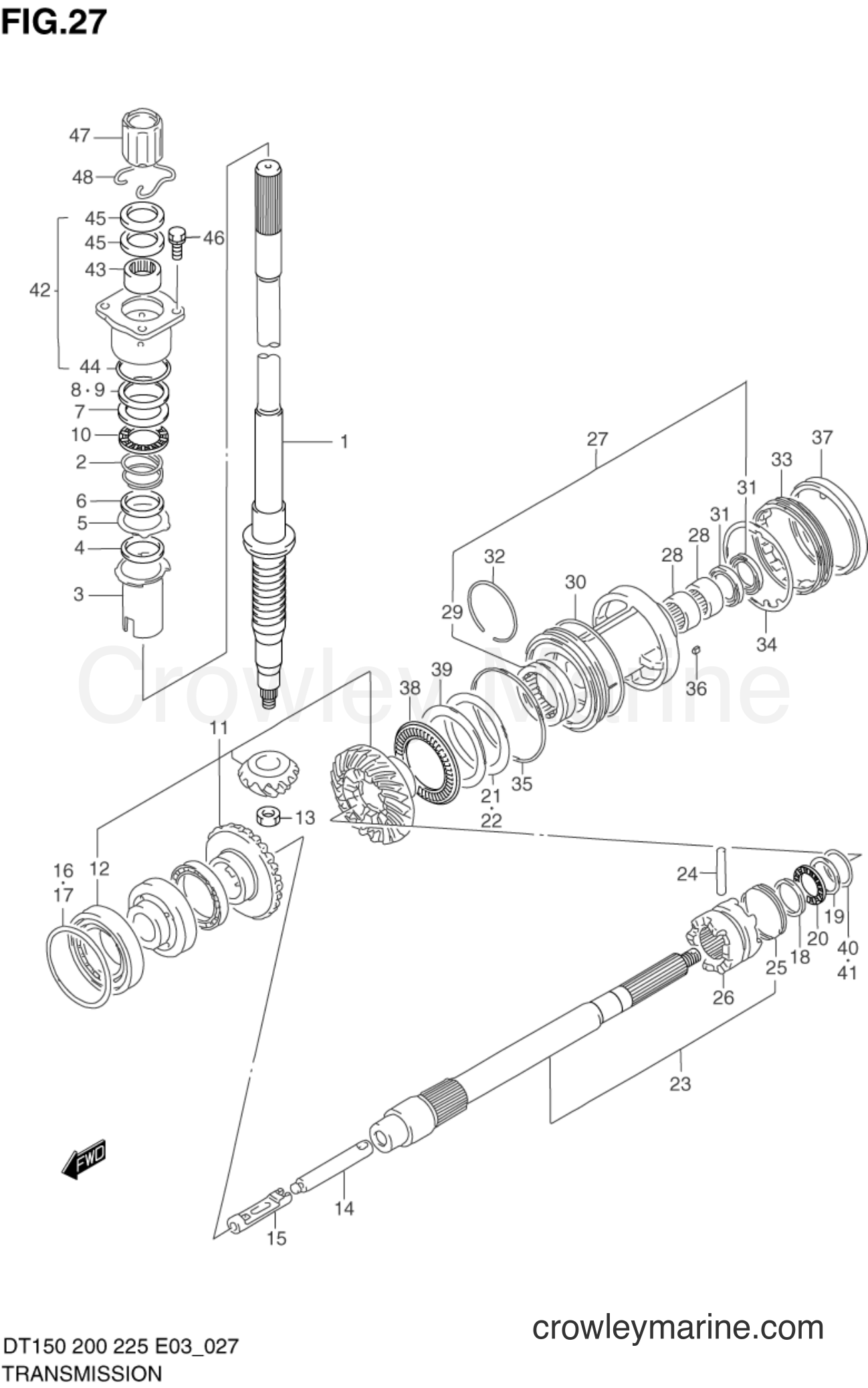 Suzuki Marine DT225 - TRANSMISSION (COUNTER ROTATION)