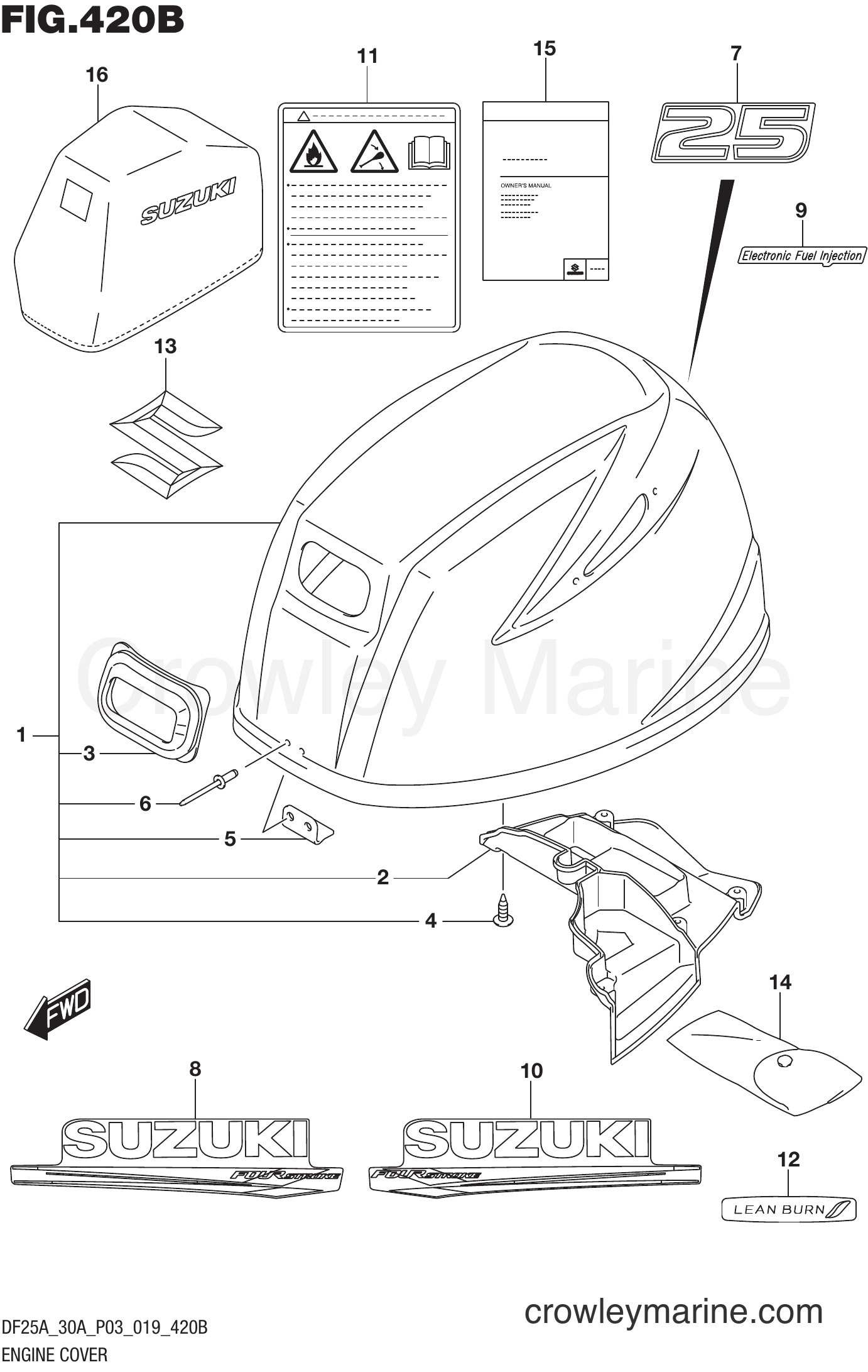 Suzuki Marine DF25ATH 910001~ - ENGINE COVER (DF25AT)(DF25ATH)