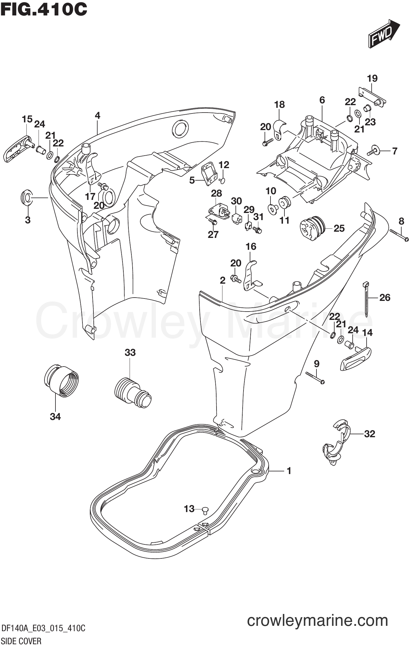 Suzuki Marine DF115A 510001~ - SIDE COVER (DF115AZ E03)
