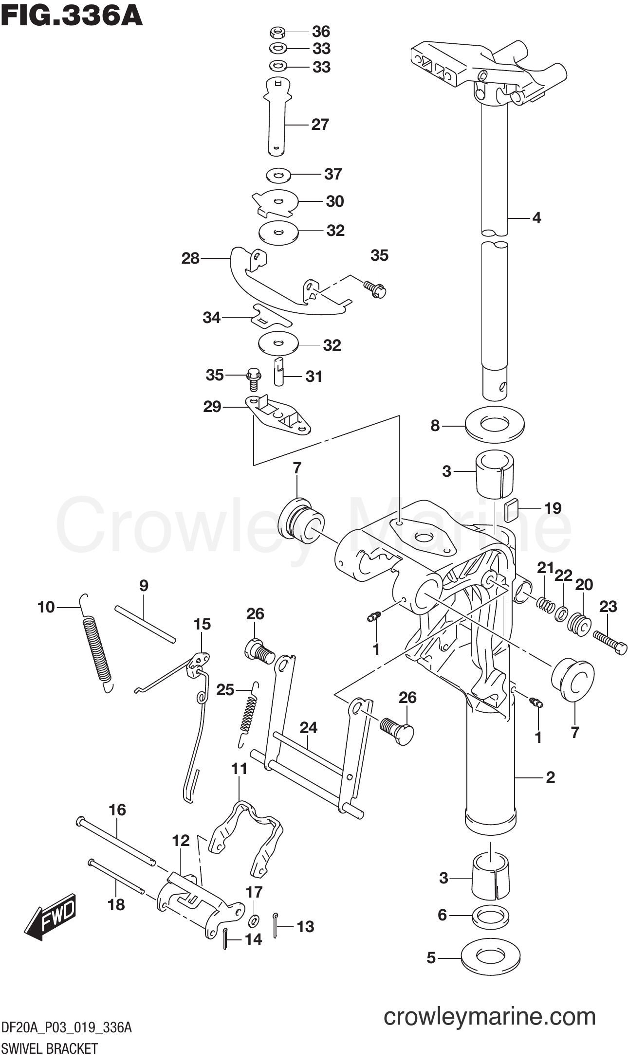 Suzuki Marine DF9.9B 910001~ - SWIVEL BRACKET (DF9.9B)(DF15A)(DF20A)