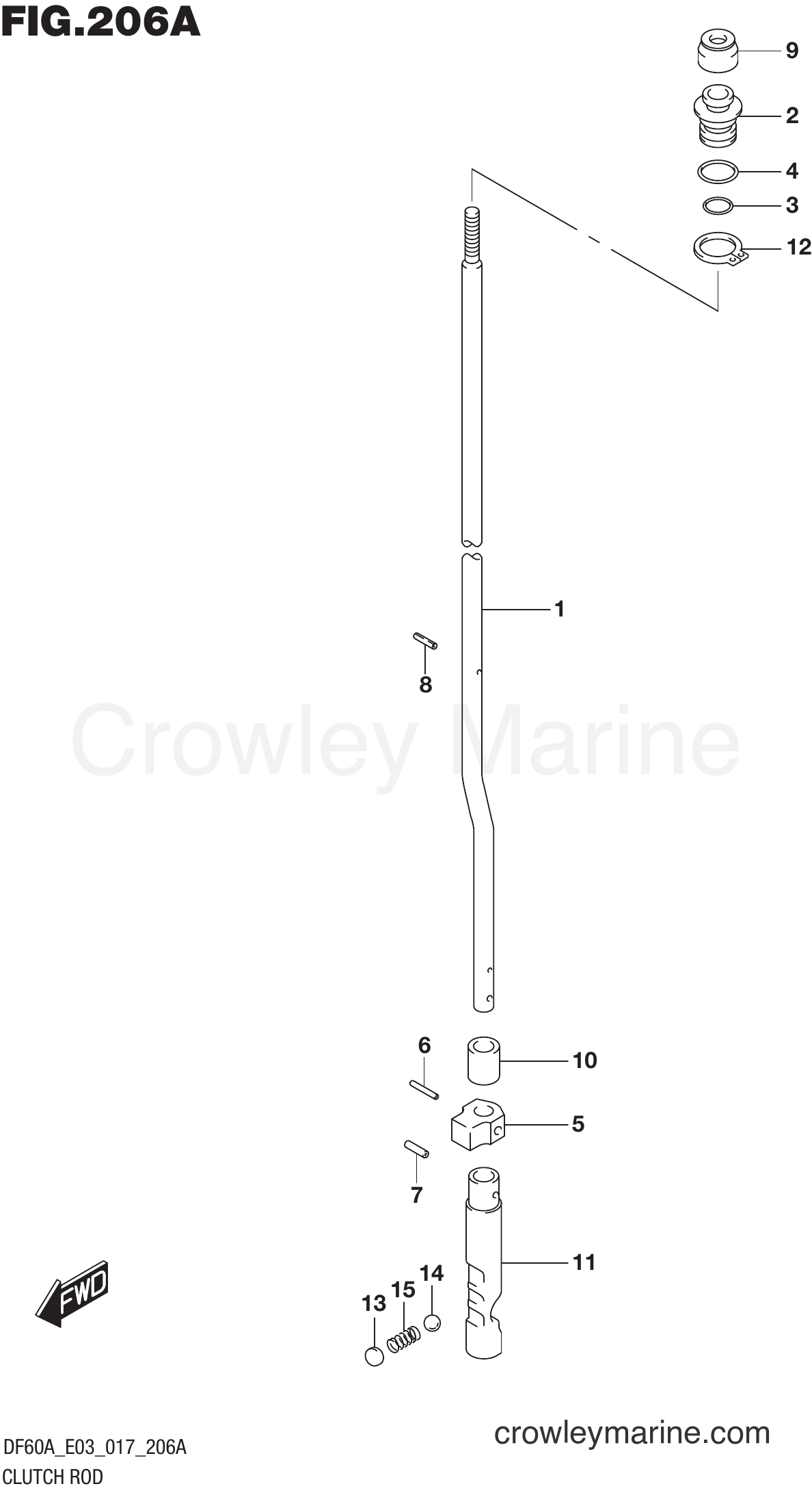 Suzuki Marine DF60A 710001~ - CLUTCH ROD (DF40A E03)