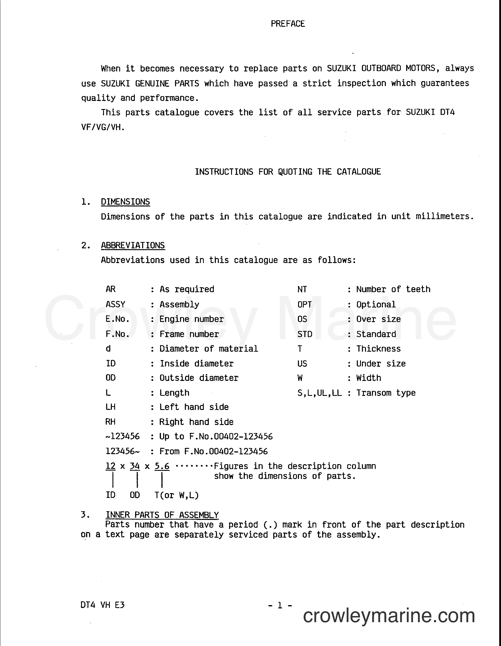 Suzuki Marine DT4V - PREFACE