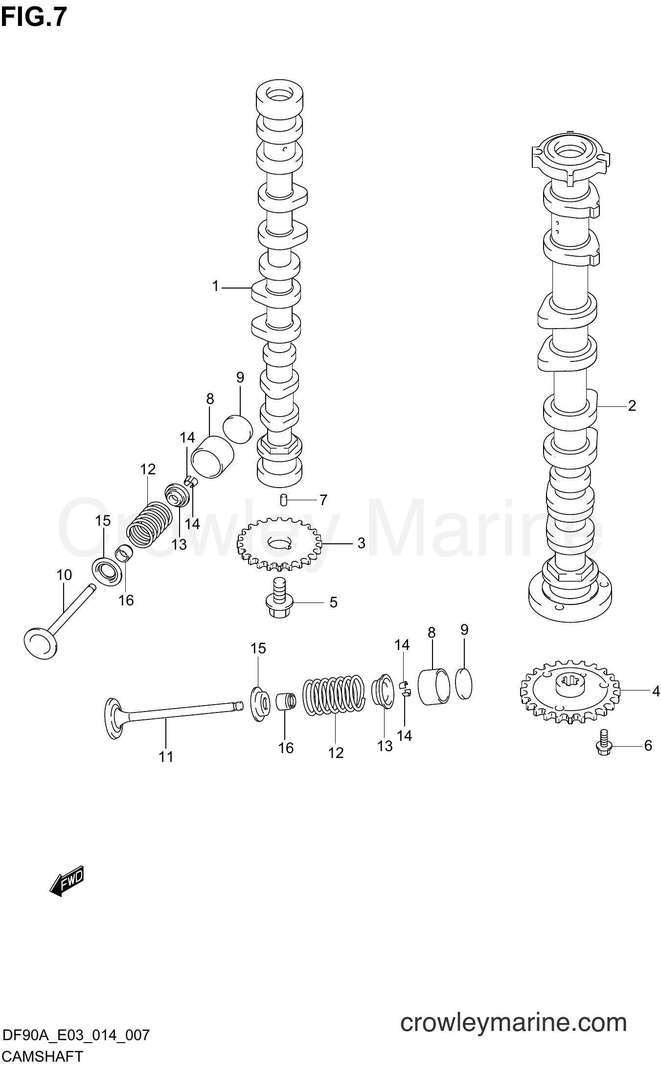 Suzuki Marine DF90A 410001~ - CAMSHAFT (DF80A E03)