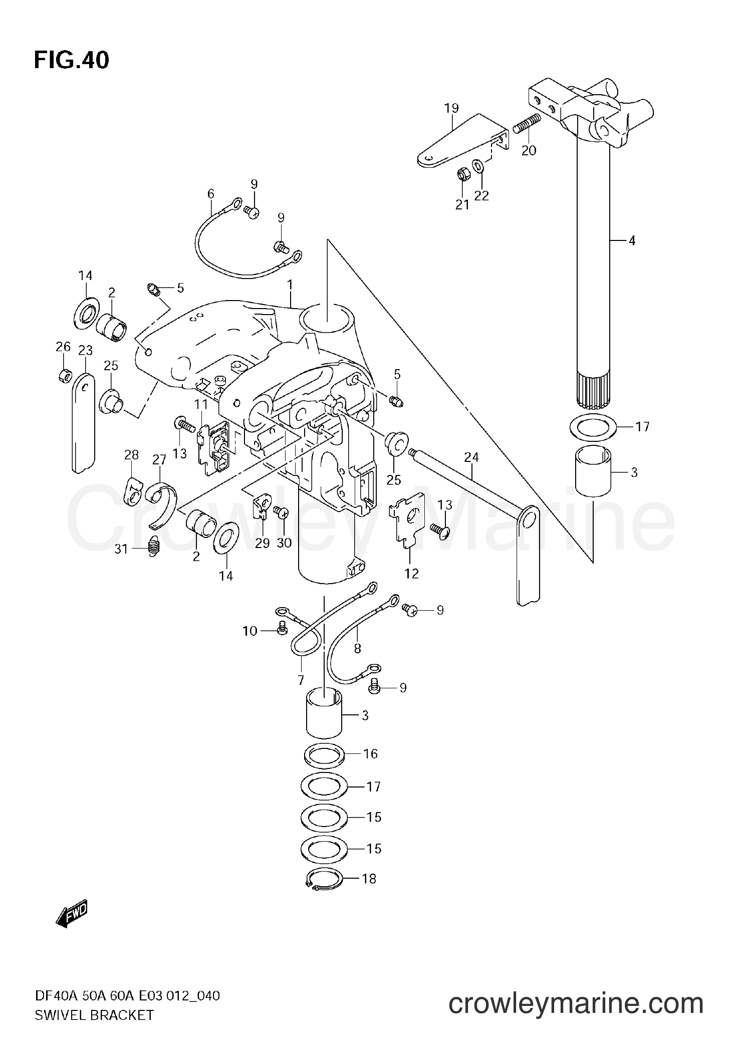 Suzuki Marine DF40A 210001~ - SWIVEL BRACKET (DF60A E3)