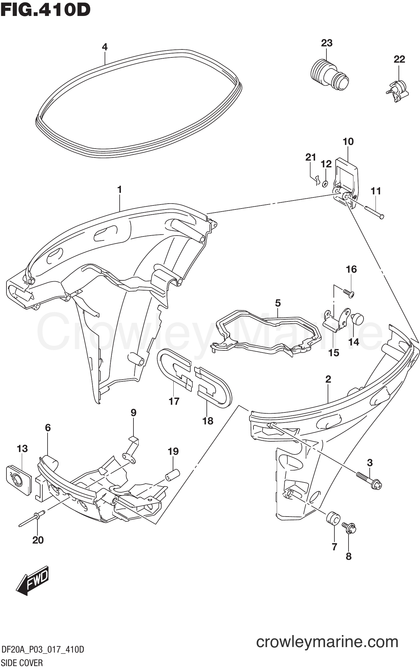 Suzuki Marine DF20AT 710001~ - SIDE COVER (DF9.9BTH P03)