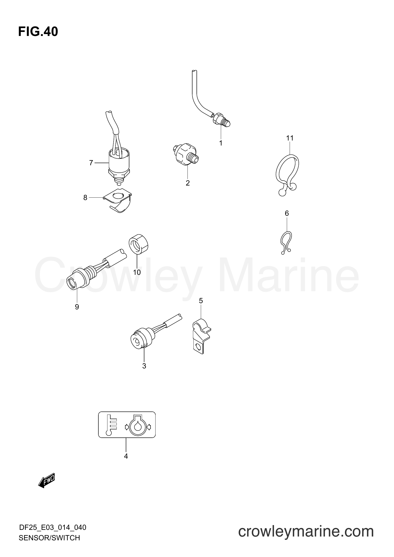 Suzuki Marine DF25 02503F-410001~ - SENSOR/SWITCH (DF25Q E03)