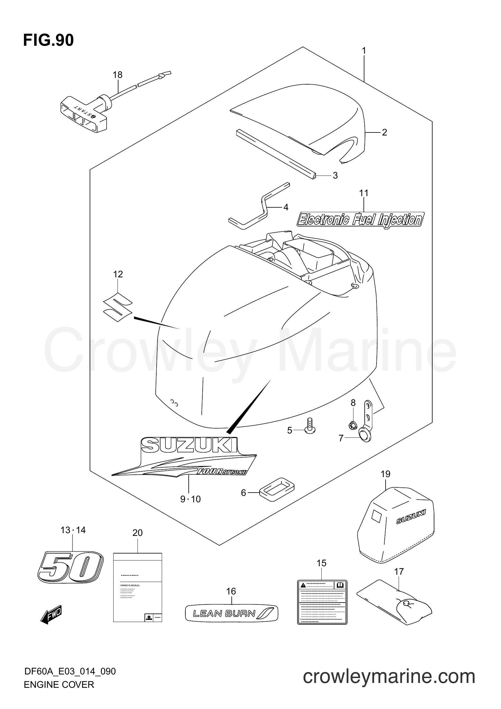 Suzuki Marine DF40A 410001~ - ENGINE COVER (DF50A E03)