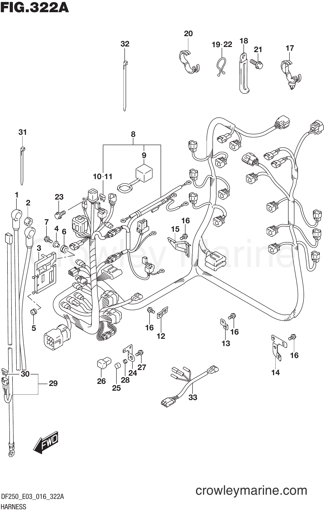 Suzuki Marine DF225Z 610001 - HARNESS (DF200T E03)
