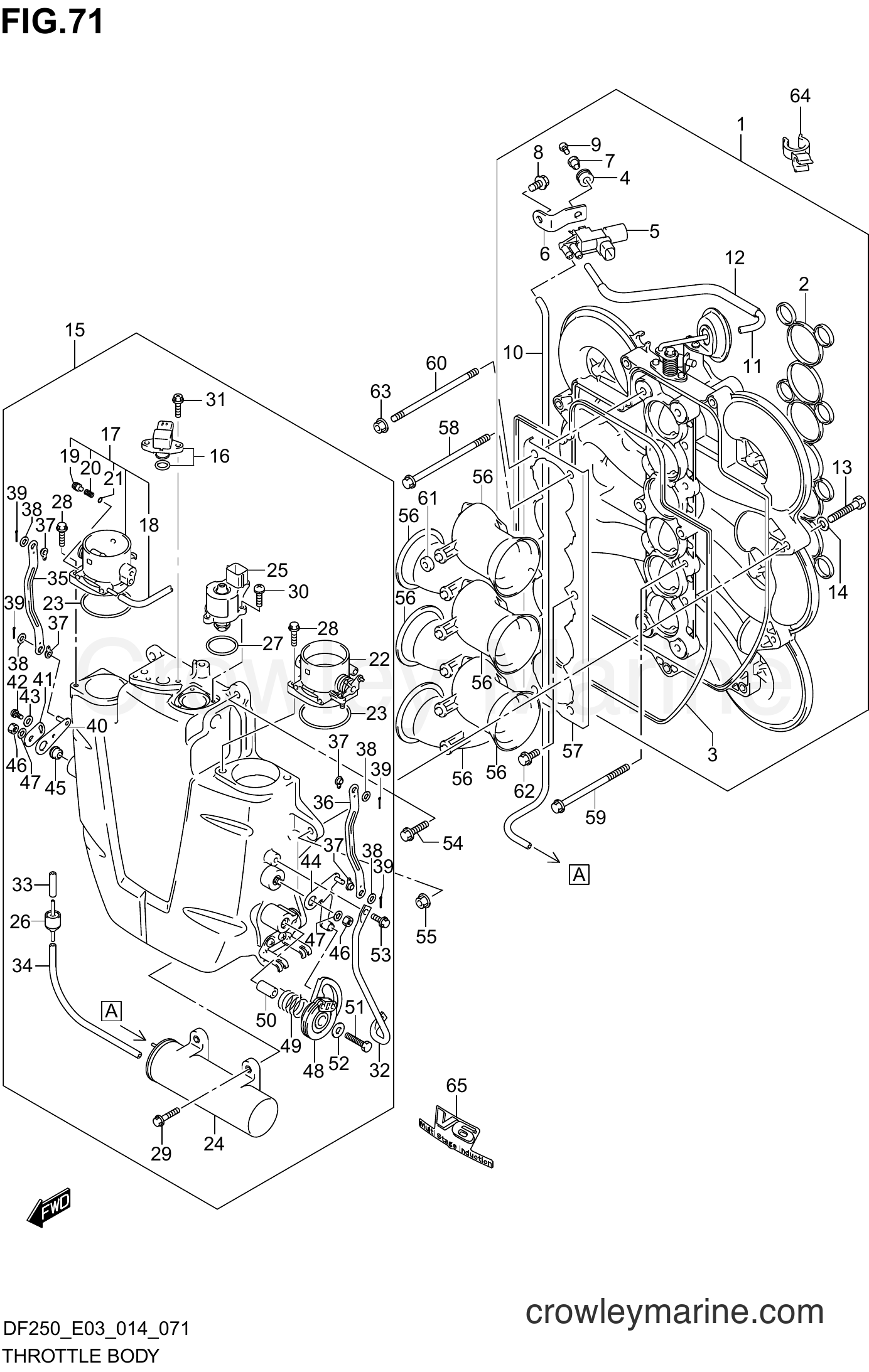 Suzuki Marine DF225 410001~ - THROTTLE BODY (DF225Z E03)