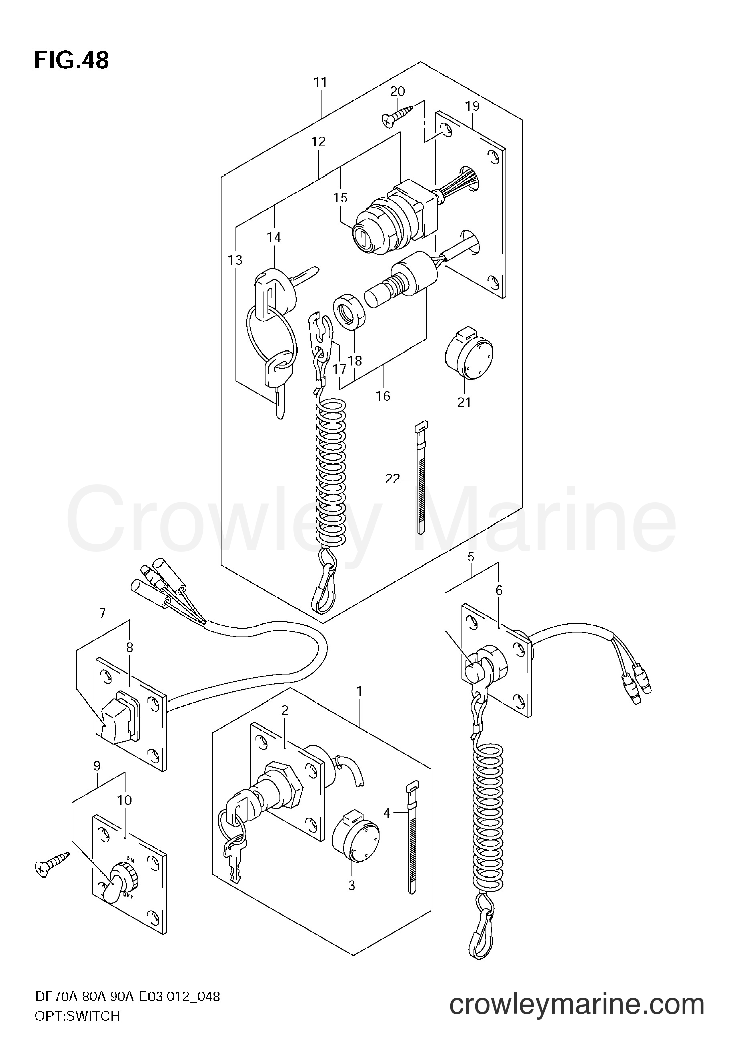 Suzuki Marine DF70A 07003F-210001~ - OPT:SWITCH