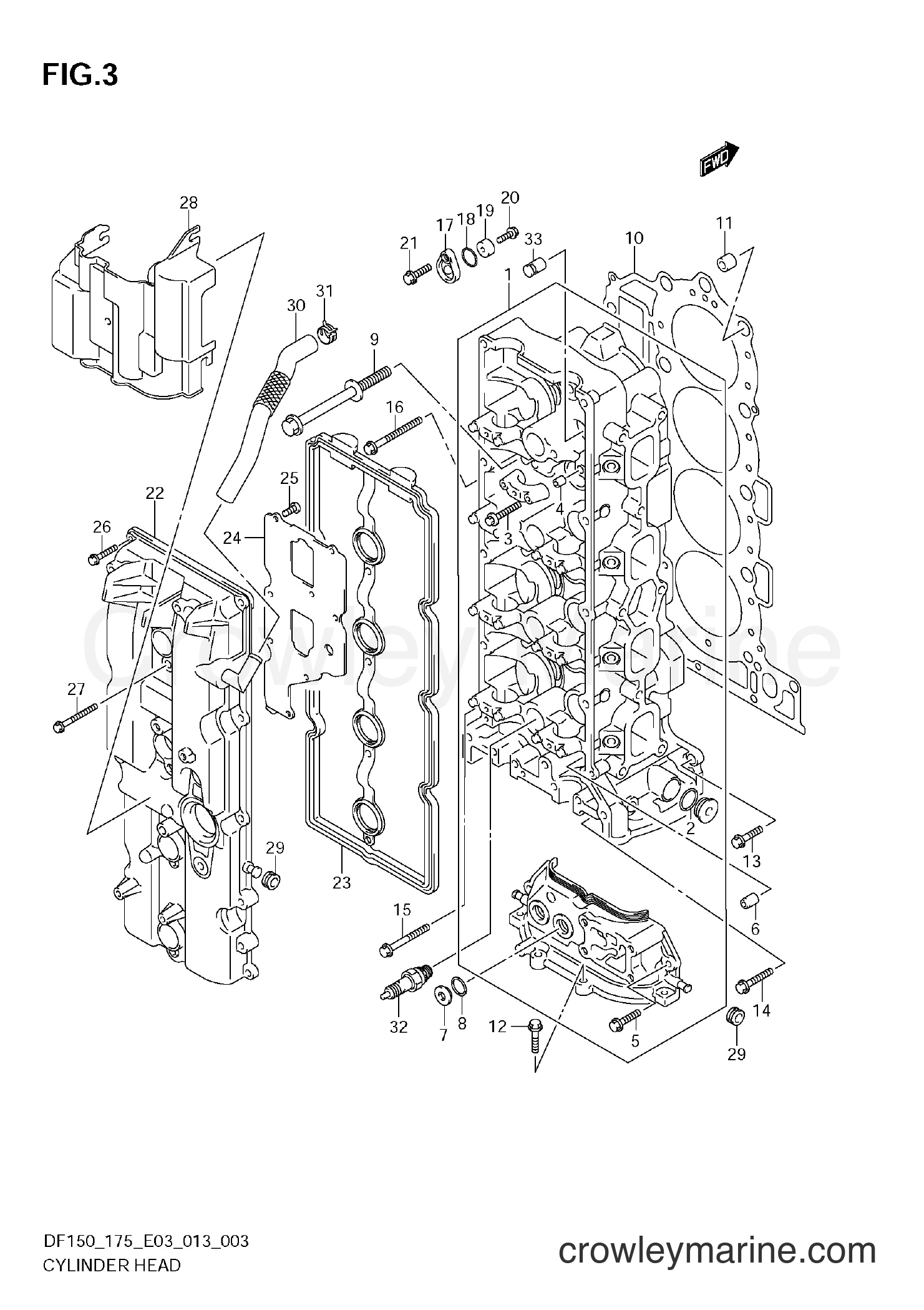 Suzuki Marine DF150 310001~ - CYLINDER HEAD (DF175T E3)