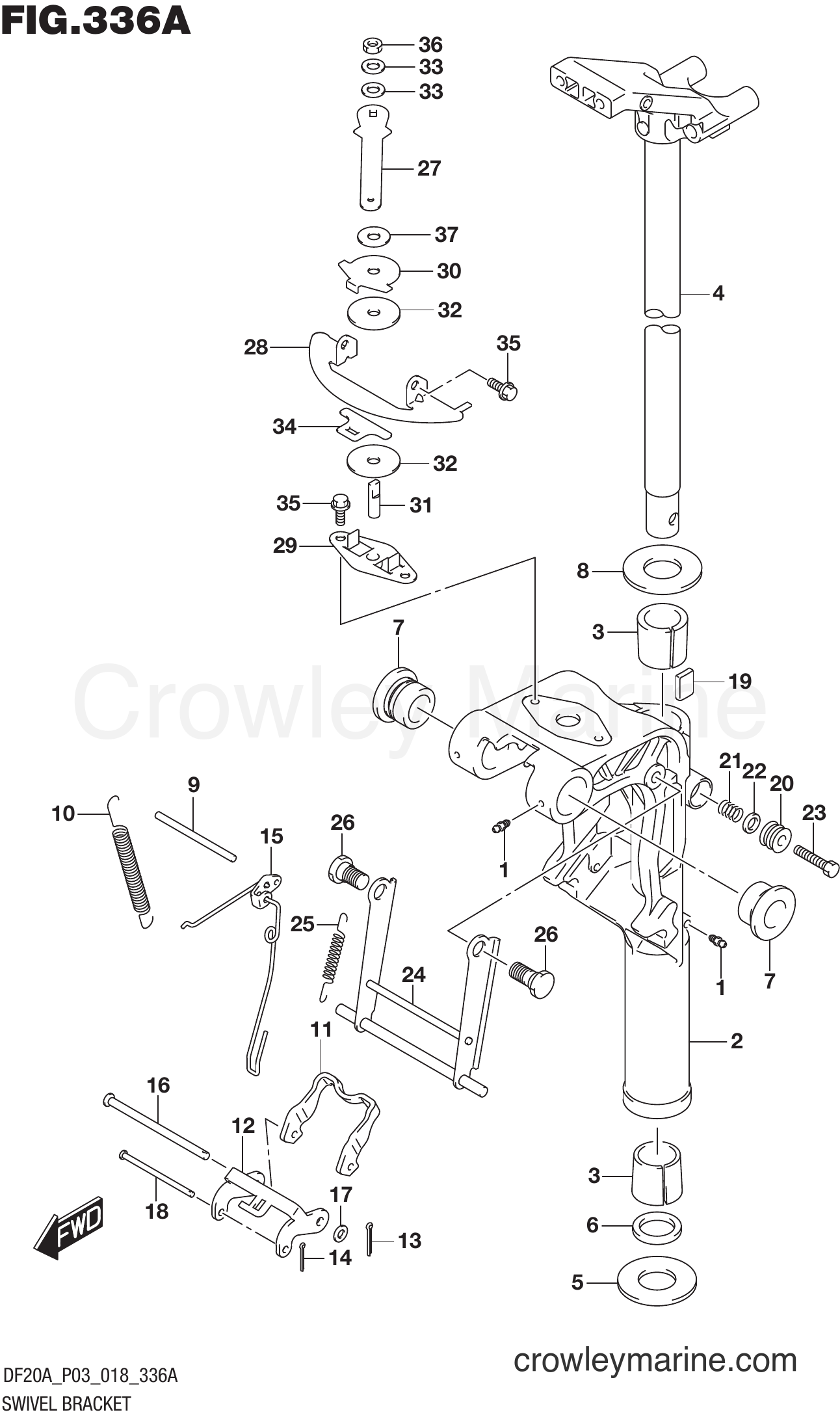 Suzuki Marine DF9.9BT 810001~ - SWIVEL BRACKET (DF9.9B)(DF15A)(DF20A)