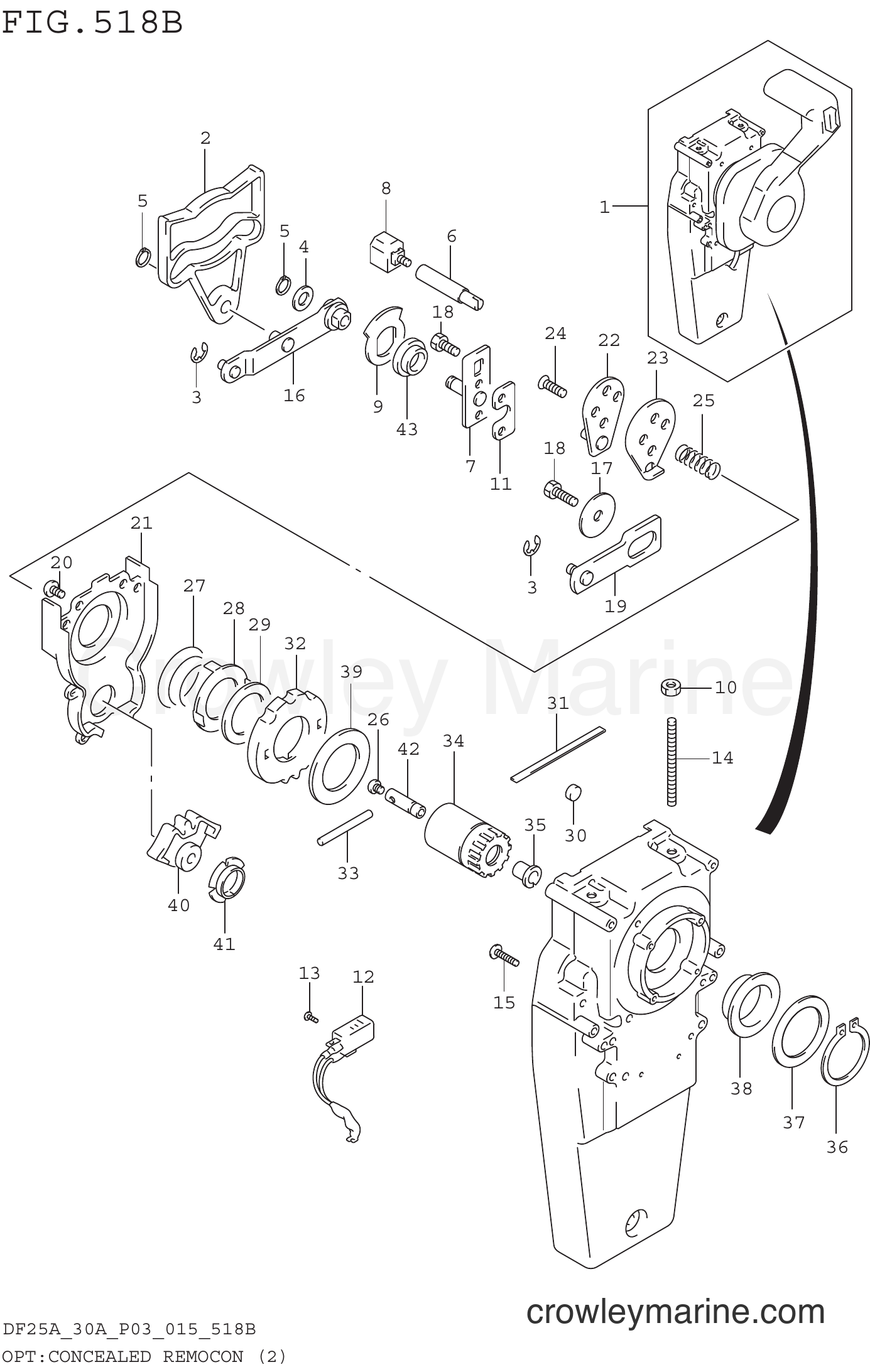 Suzuki Marine DF30AT 510001~ - OPT:CONCEALED REMOCON (2) (DF25AT P03)