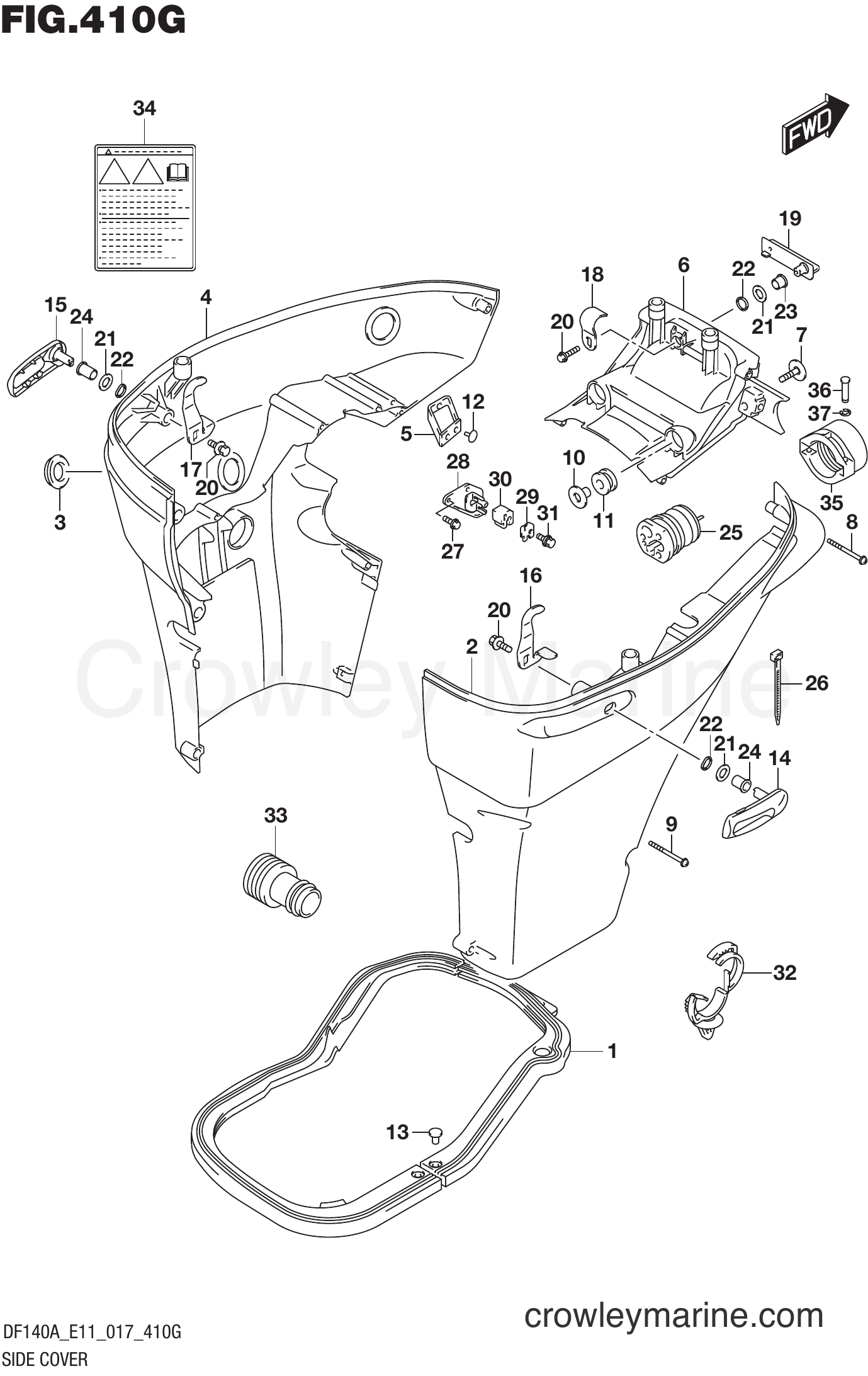 Suzuki Marine DF140AZ 710001~ - SIDE COVER (DF140AT E40)