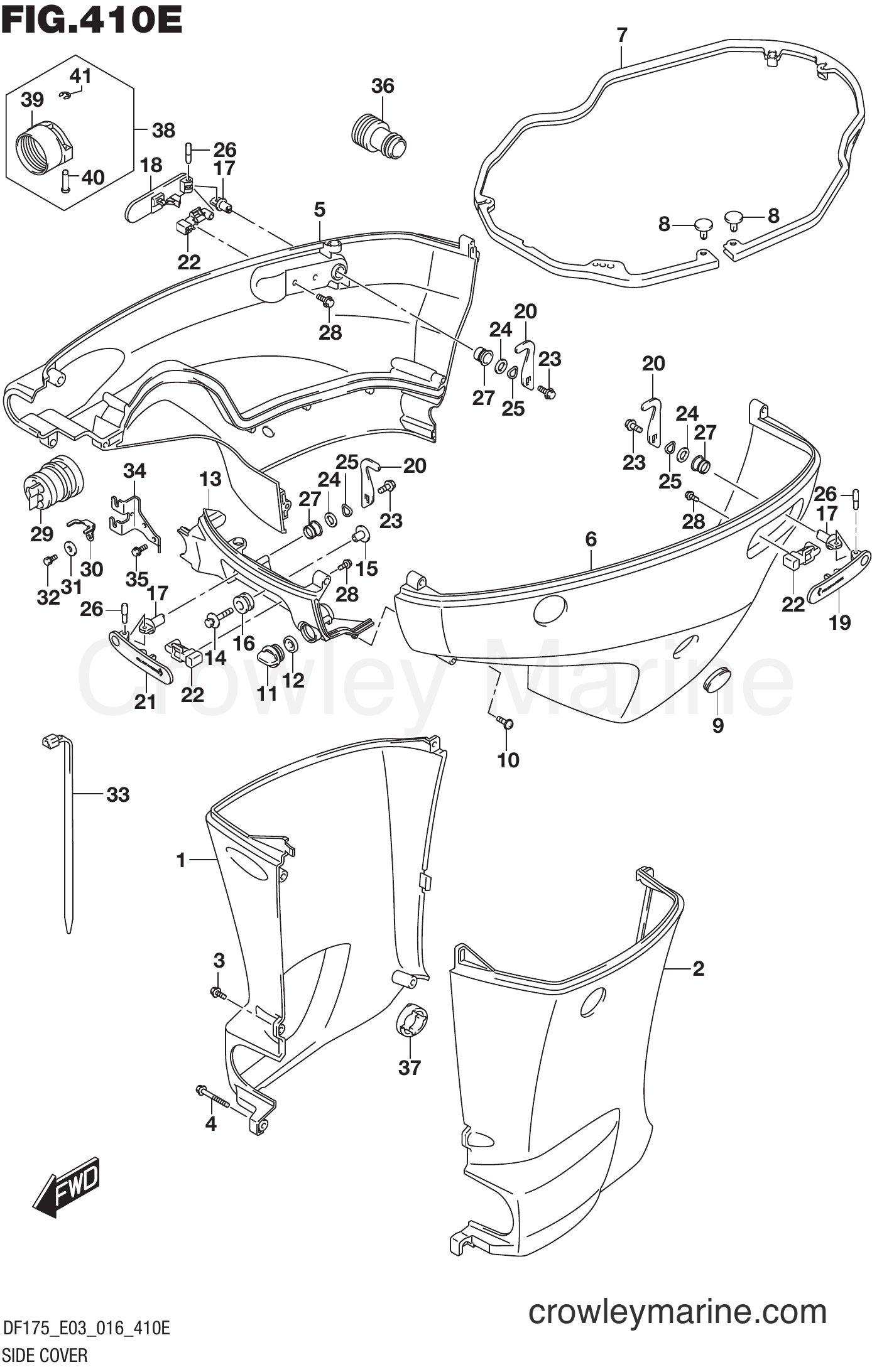Suzuki Marine DF175Z 610001~ - SIDE COVER (DF175T E03)