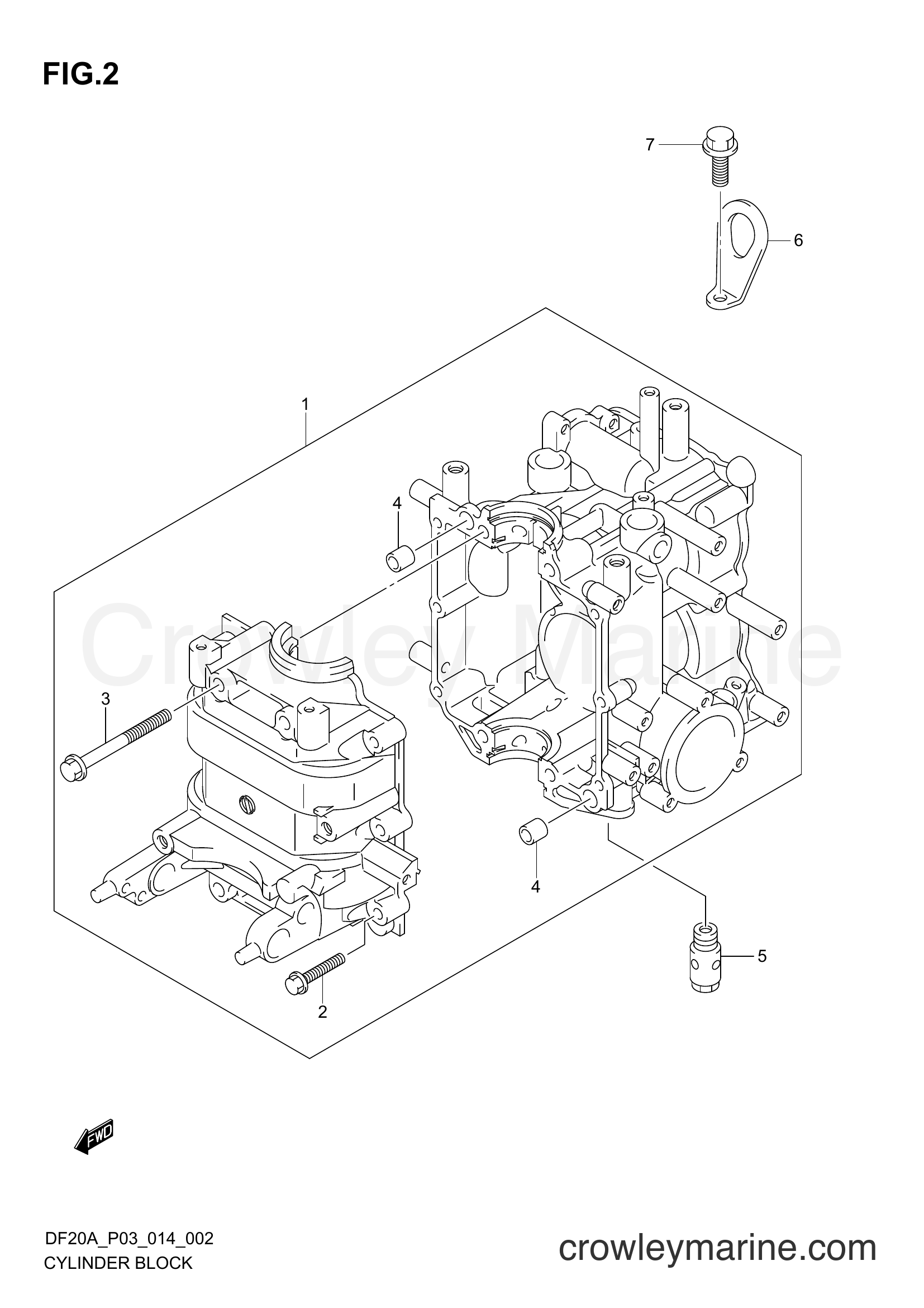 Suzuki Marine DF9.9B 02002F-410001~ - CYLINDER BLOCK
