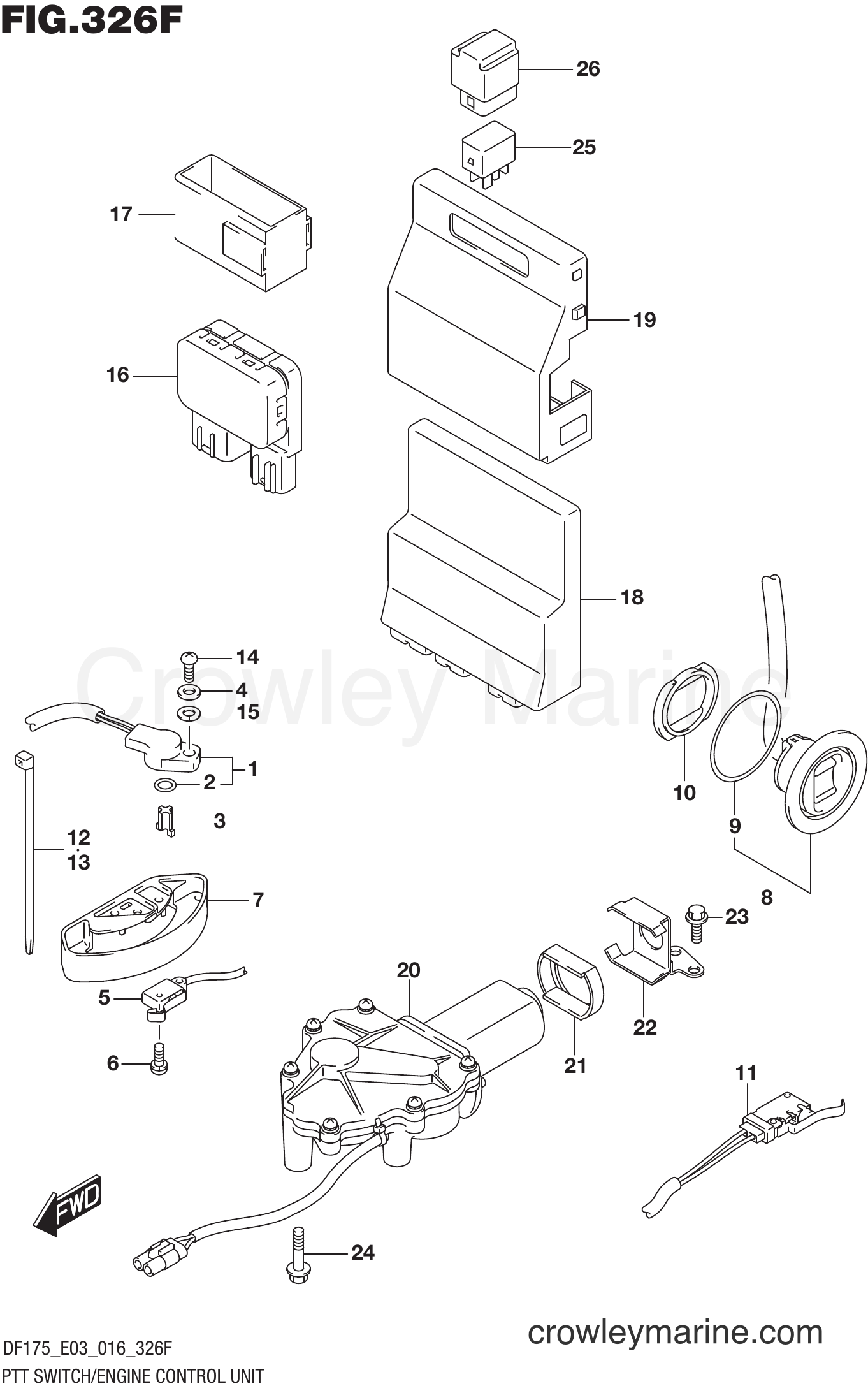 Suzuki Marine DF175Z 610001~ - PTT SWITCH/ENGINE CONTROL UNIT (DF175TG E03)