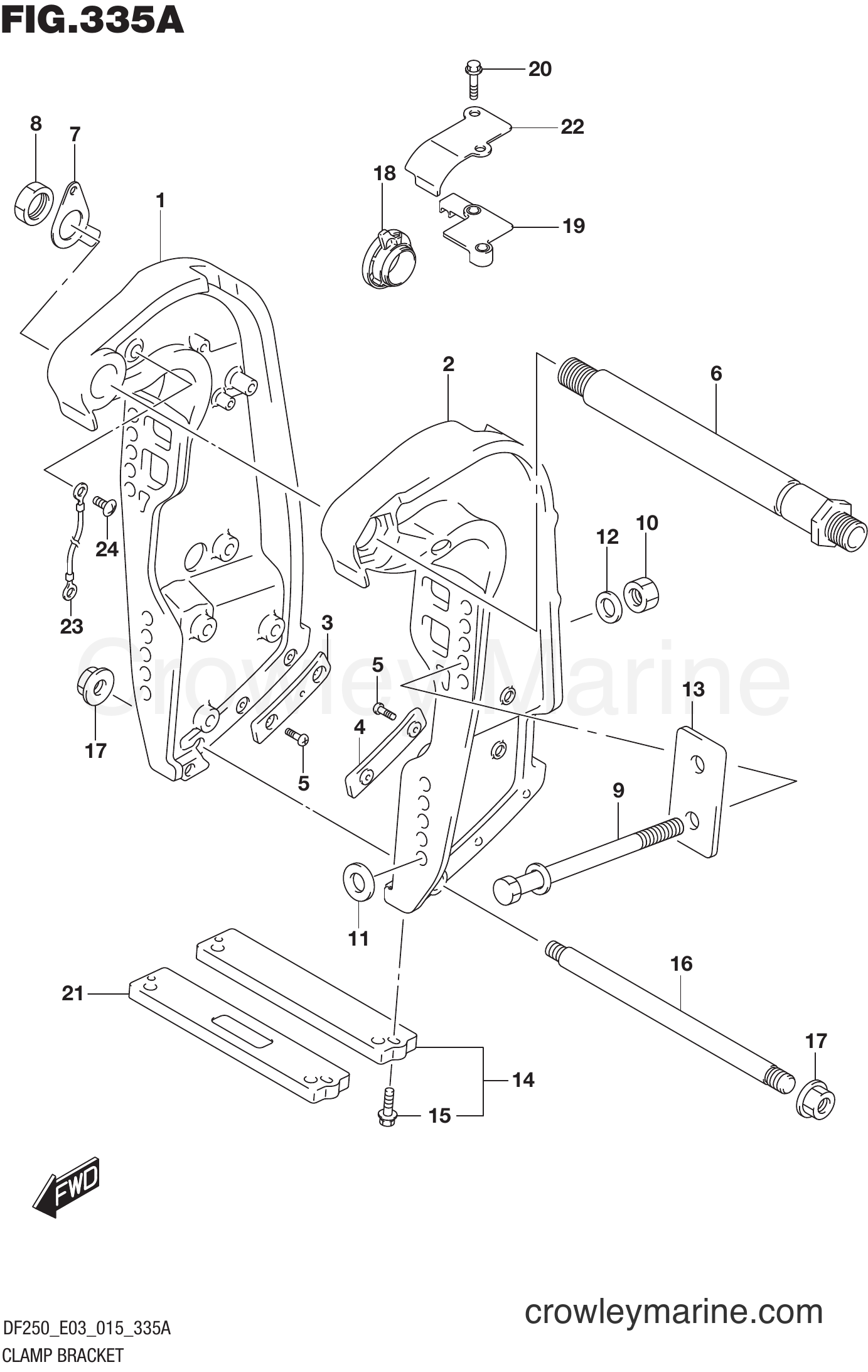 Suzuki Marine DF250 51001~ - CLAMP BRACKET TRANSOM(X) (DF200T E03)