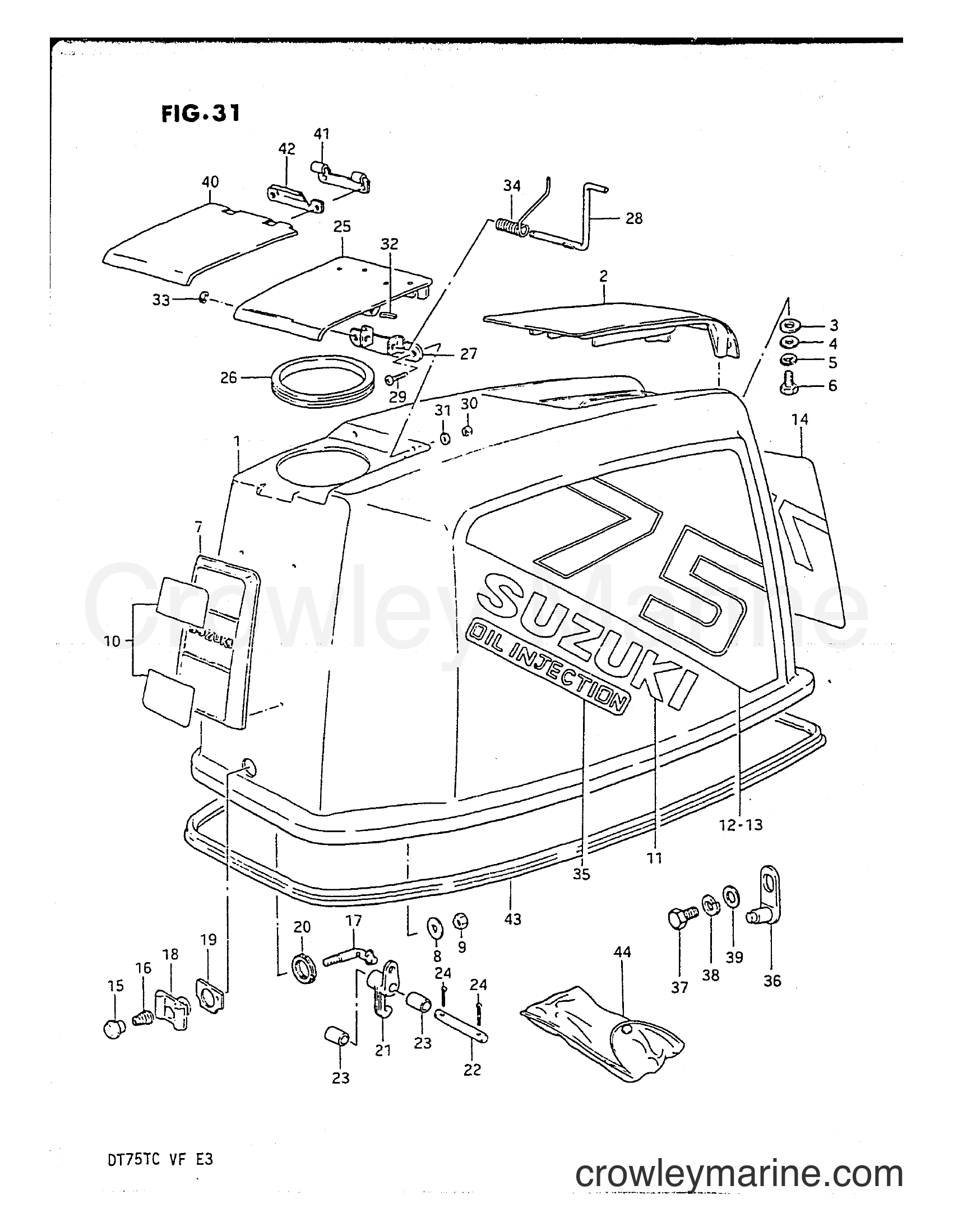 Suzuki Marine DT75 - ENGINE COVER (MODEL QD/VE)