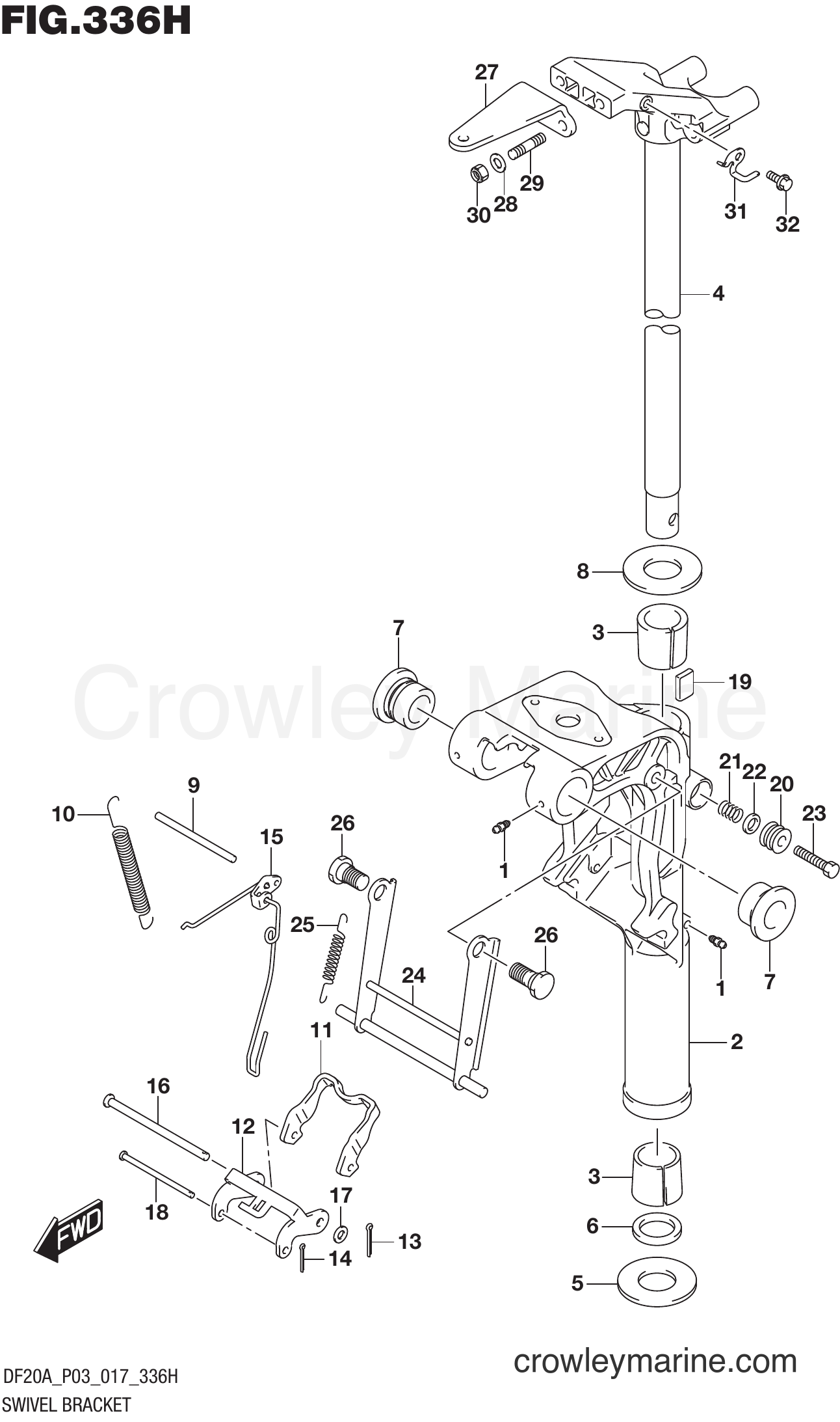 Suzuki Marine DF9.9B 710001~ - SWIVEL BRACKET (DF20AR P03)