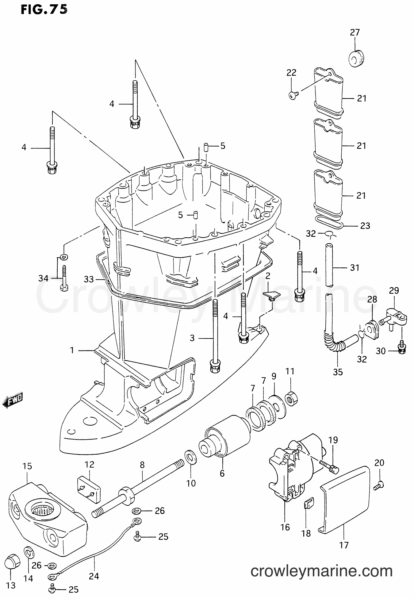 Suzuki Marine DT225 - DRIVESHAFT HOUSING