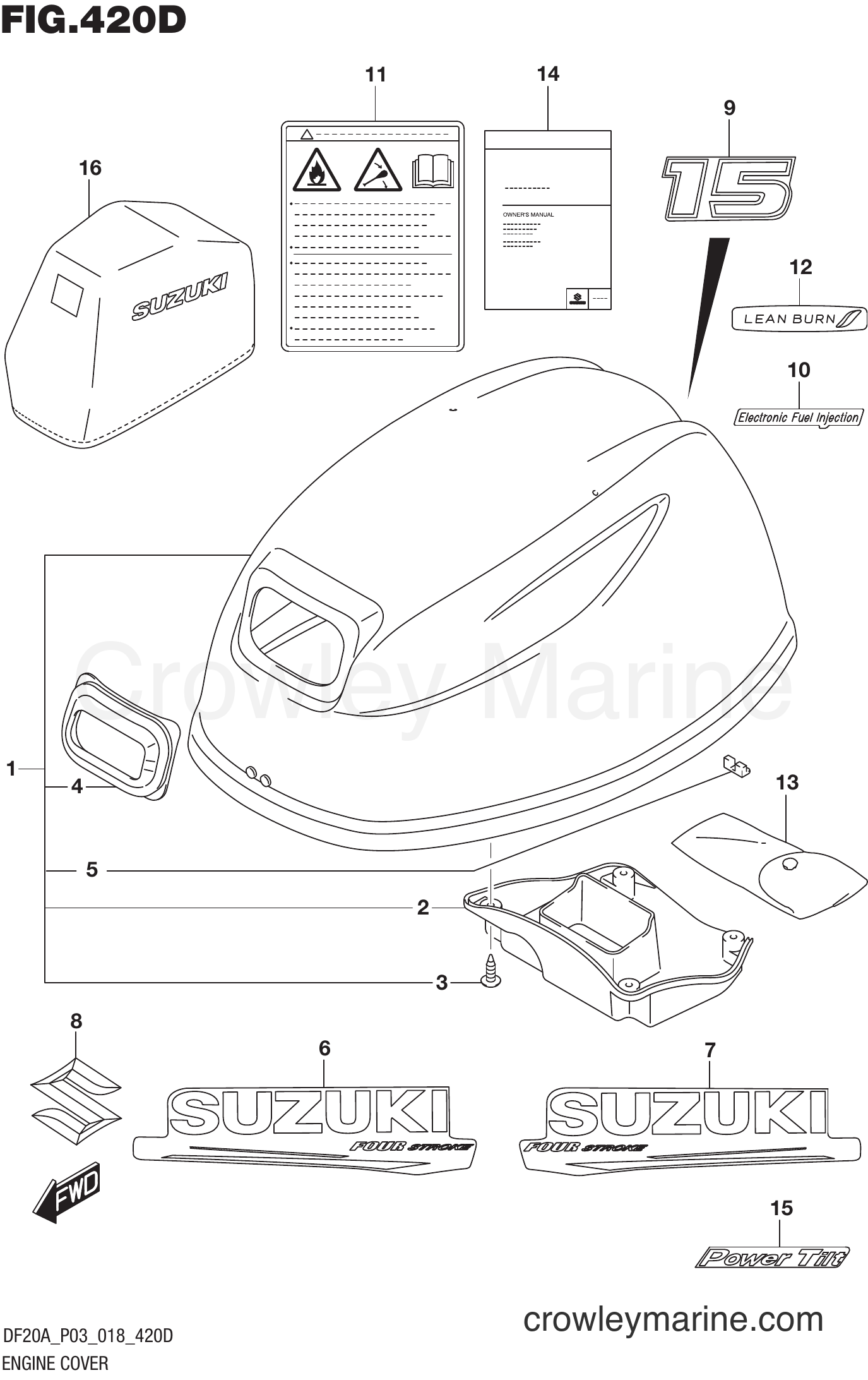 Suzuki Marine DF15ATH 810001~ - ENGINE COVER (DF15ATH)