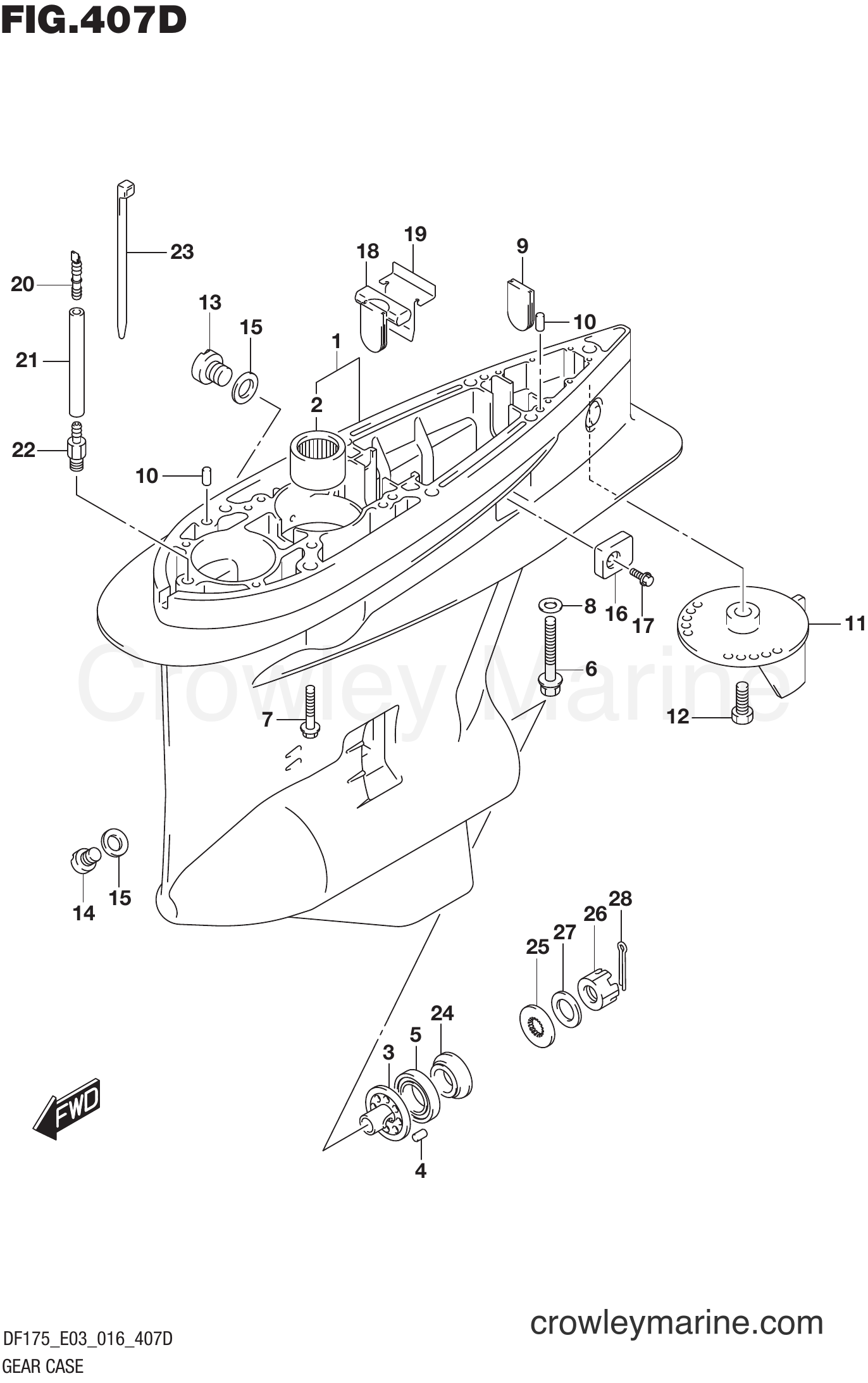Suzuki Marine DF150 610001~ - GEAR CASE (DF150ZG E03)