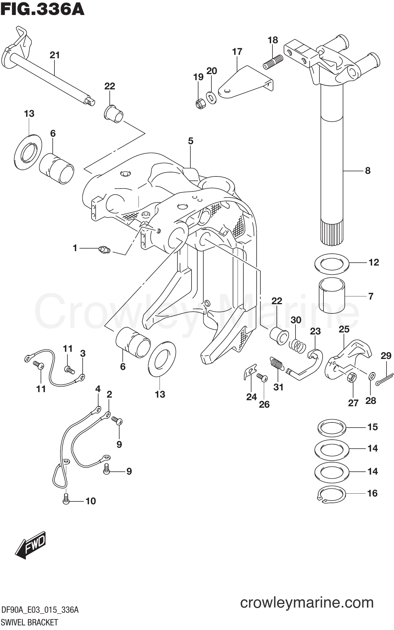 Suzuki Marine DF70AT 510001 - SWIVEL BRACKET (DF70A E03)