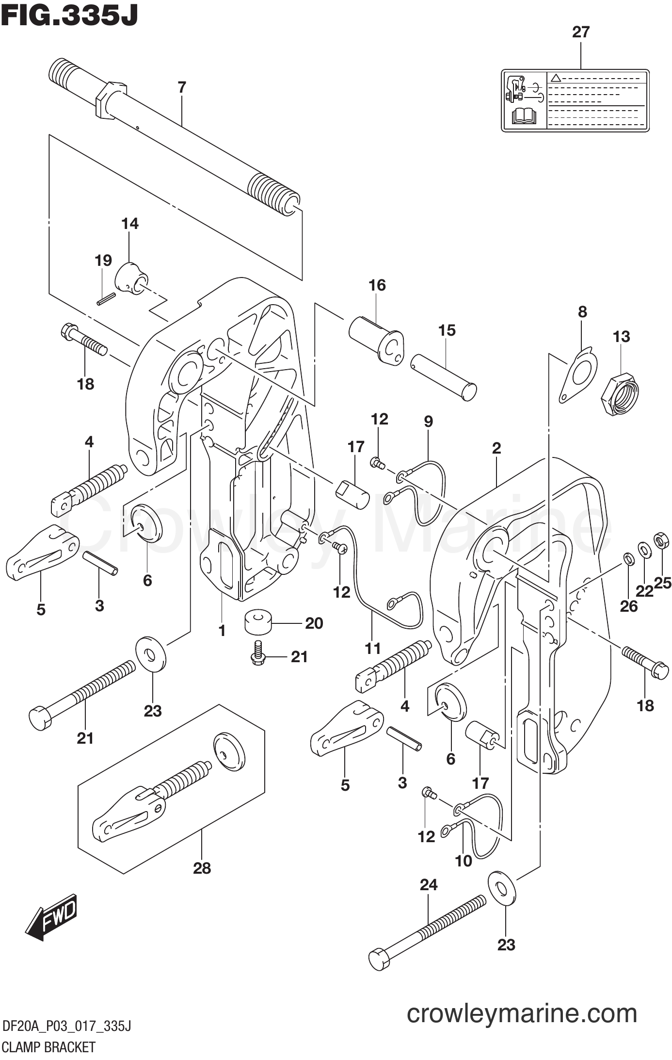 Suzuki Marine DF20AT 710001~ - CLAMP BRACKET (DF20AT P03)