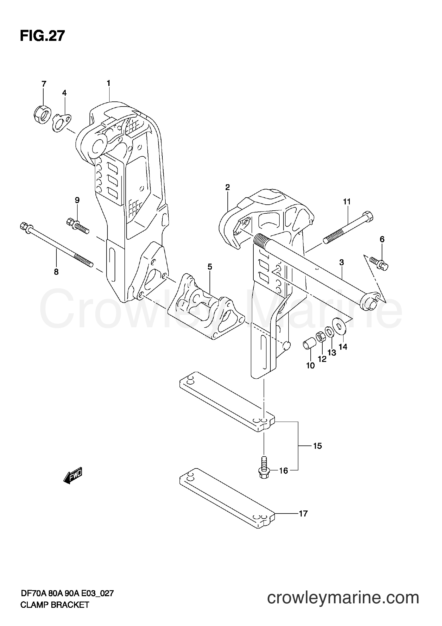 Suzuki Marine DF70A - CLAMP BRACKET