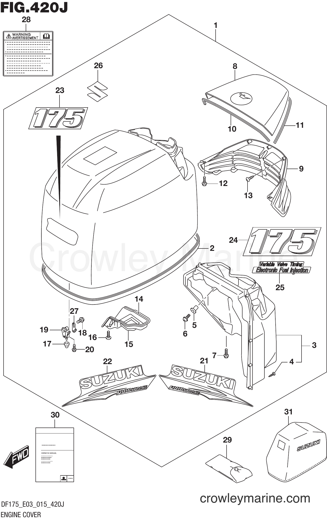 Suzuki Marine DF175Z 51001~ - ENGINE COVER (FOR 0EP) (DF175T E03)