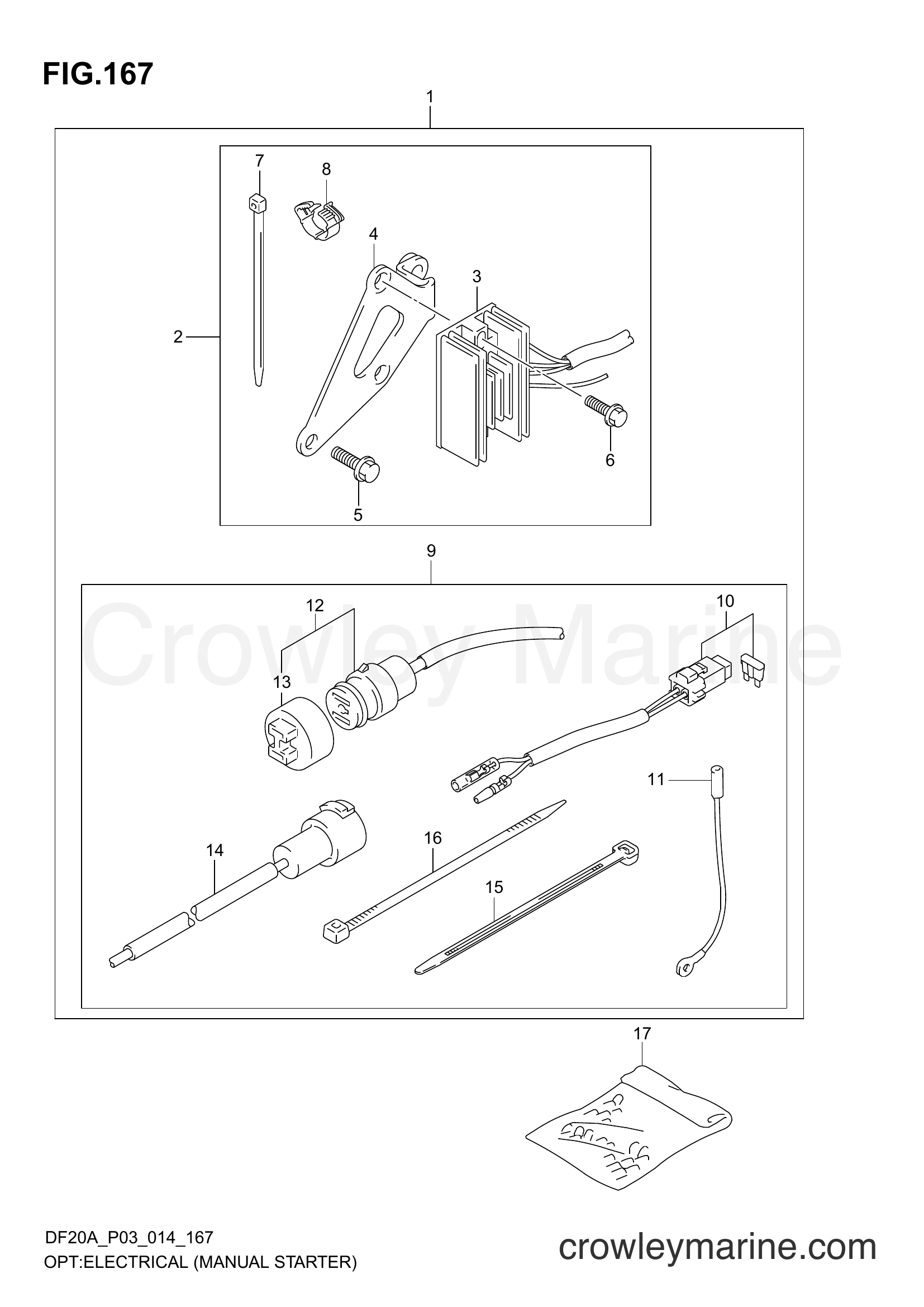 Suzuki Marine DF20A 02002F-410001~ - OPT:ELECTRICAL (MANUAL STARTER) (DF20A P03)