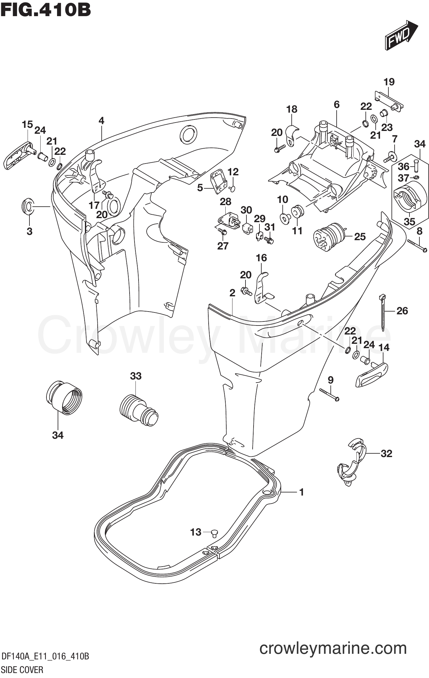 Suzuki Marine DF115AT 610001~ - SIDE COVER (DF115AT E11)