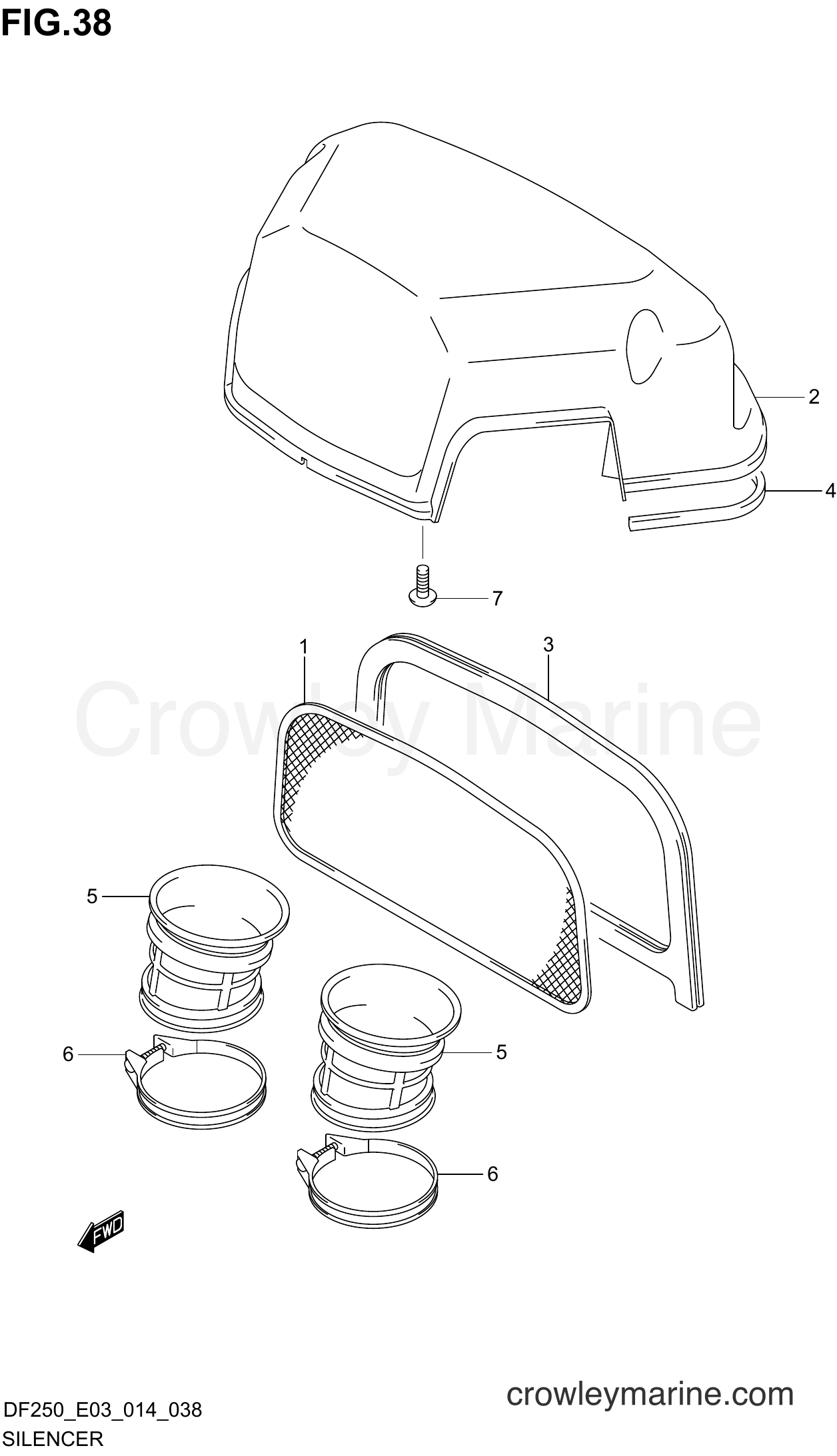 SILENCER - Serial Range Four-Stroke Outboard 200 DF200 410001 ...