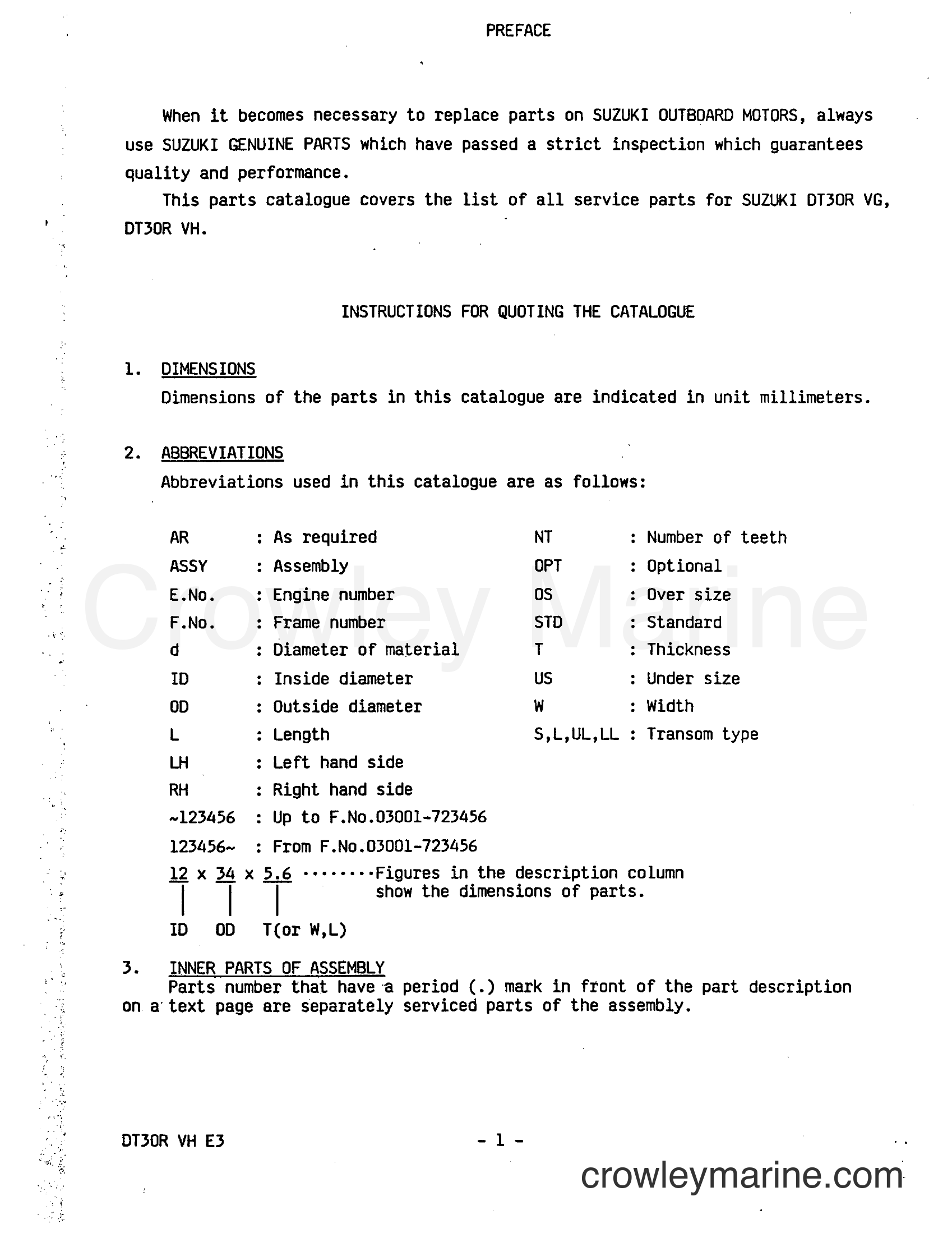 Suzuki Marine DT30 - PREFACE